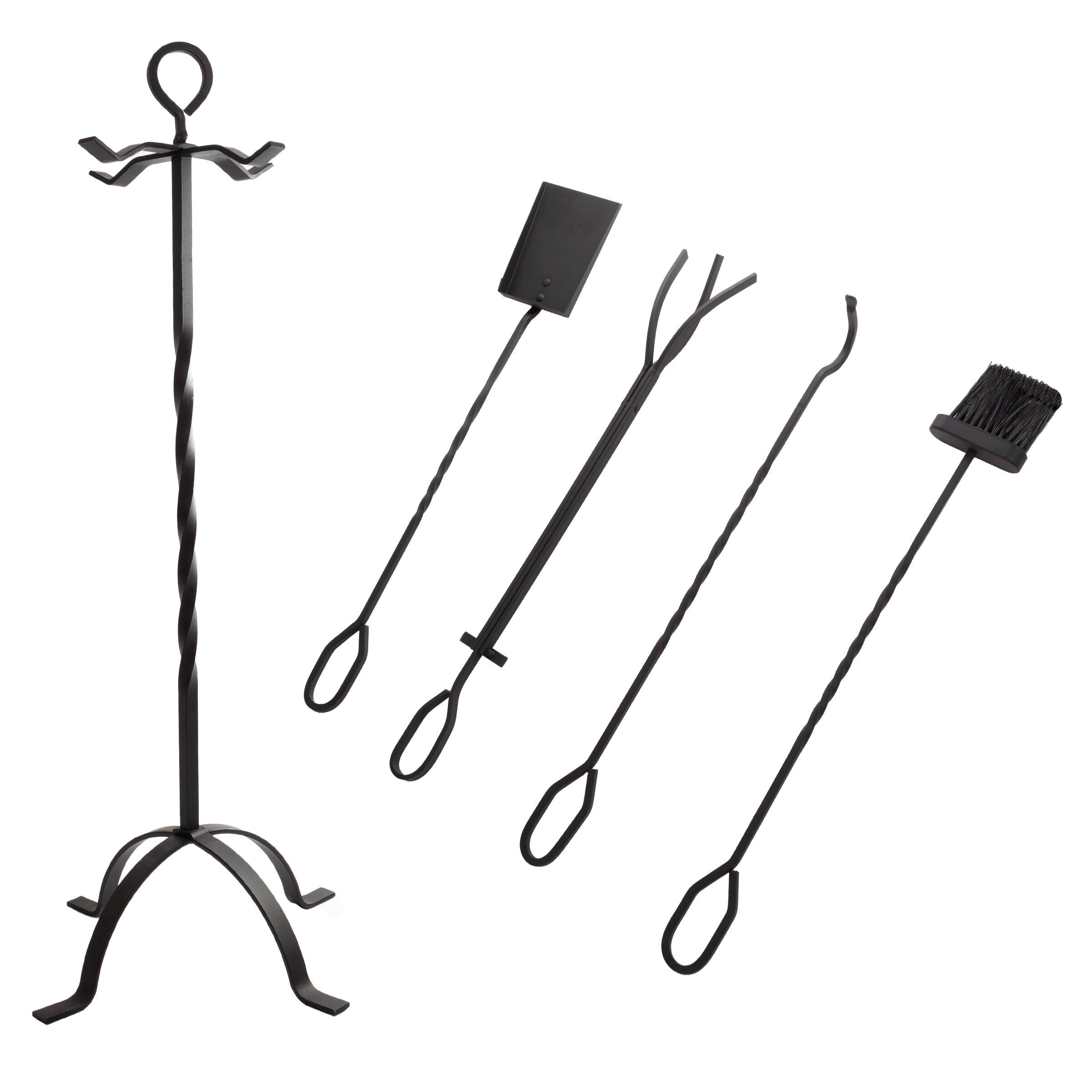 Hastings Home Black Fireplace Tool Set &#x26; Stand