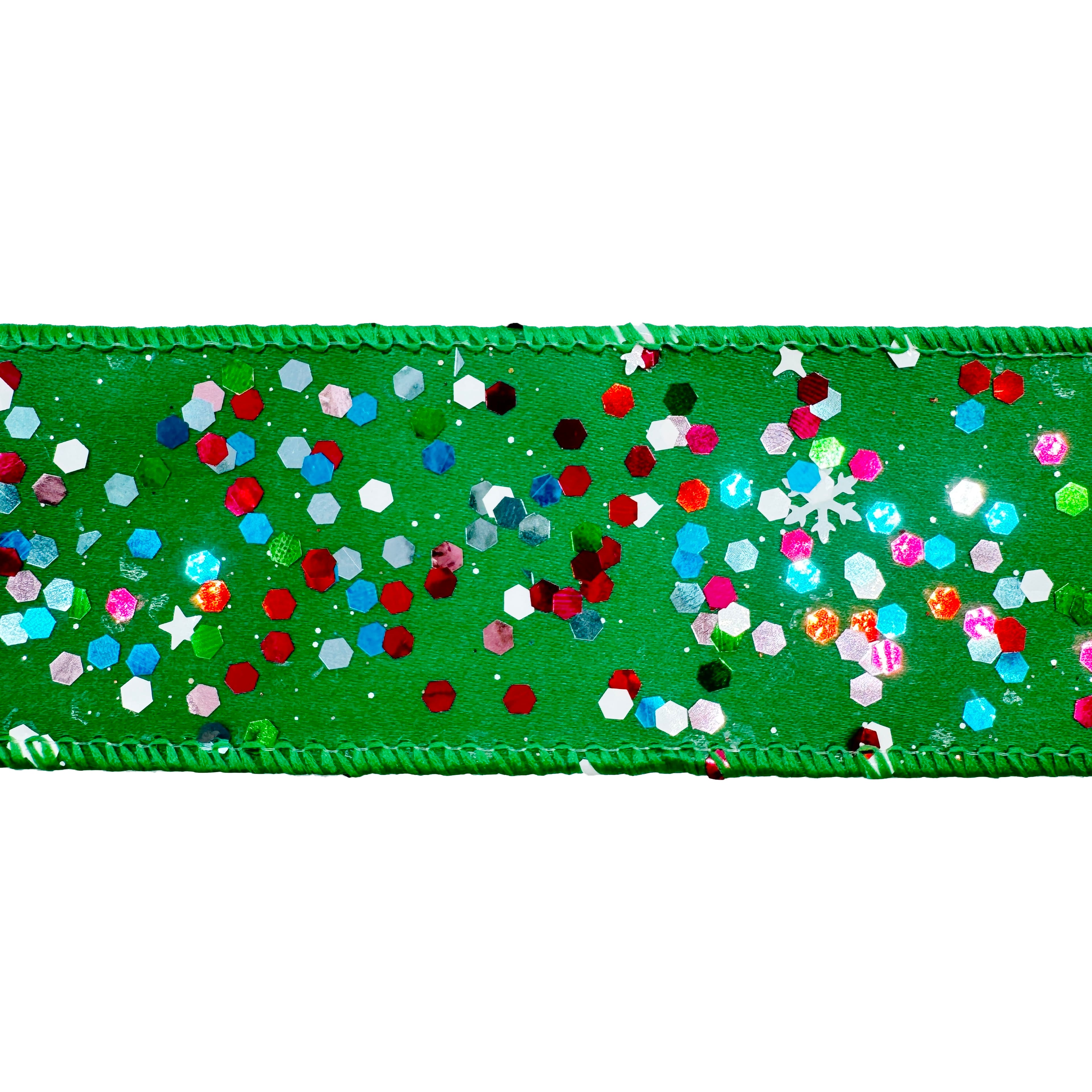 1.5" x 30ft. Green Confetti Wired Glitter Ribbon by Celebrate It®