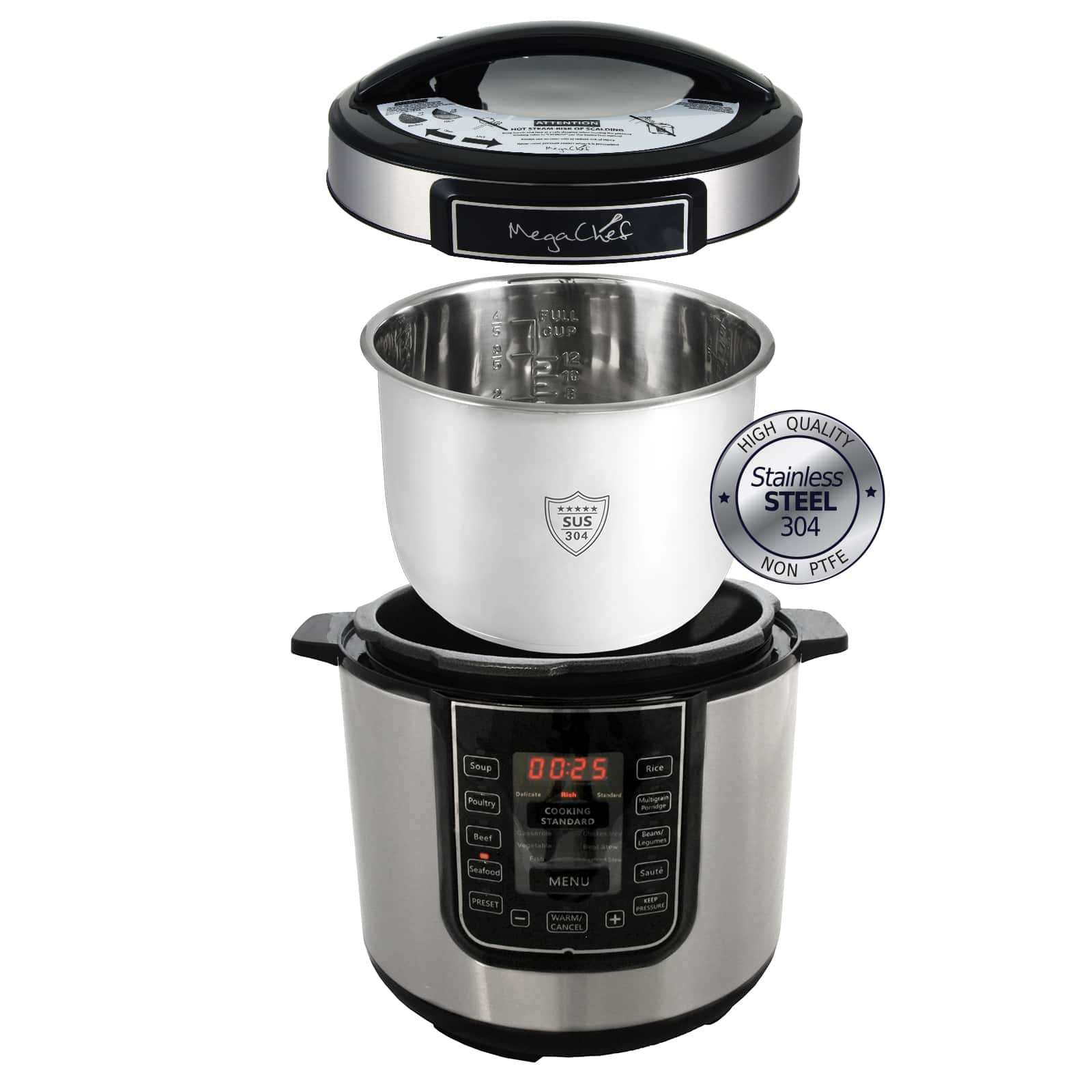 Megachef 6qt. Digital Pressure Cooker With 14 Pre-set Multi Function Features