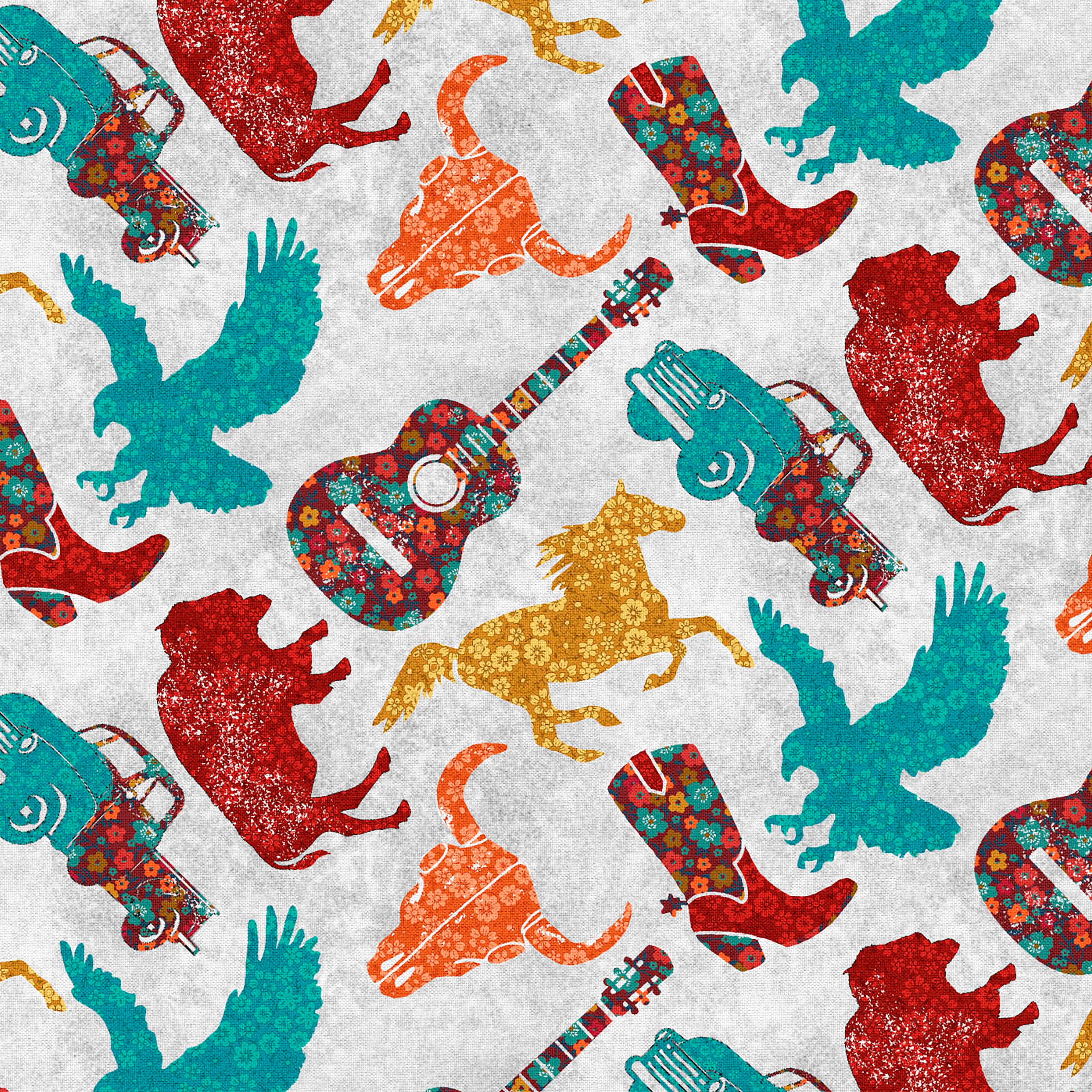 Fabric Editions White Southwest Sunset Cotton Fabric