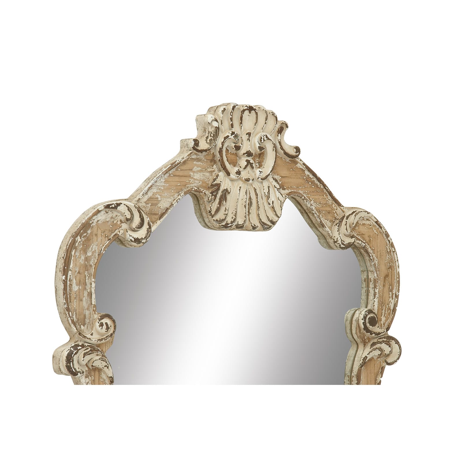 Cream Vintage Wood Wall Mirror, 39&#x22; x 25&#x22;