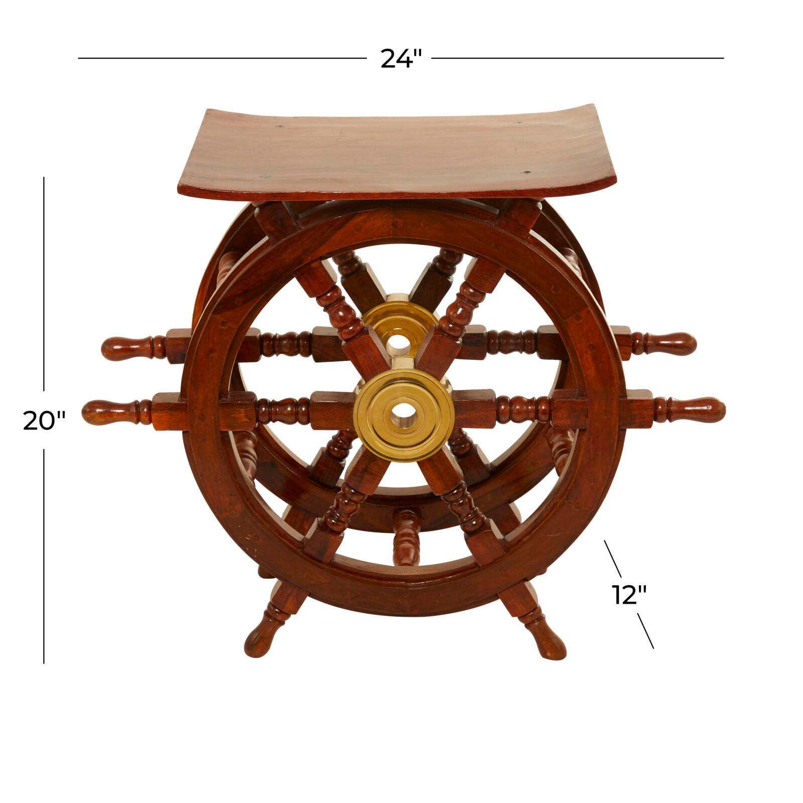 20" Brown Brass Nautical Accent Table