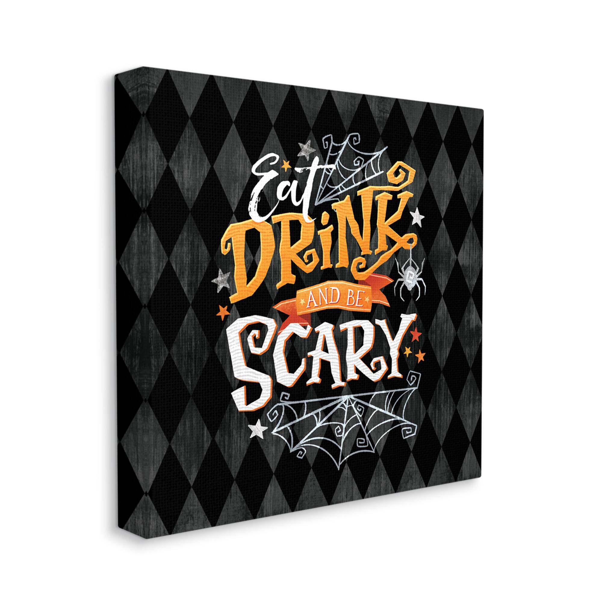 Stupell Industries Eat Drink Be Scary Halloween Pattern Canvas Wall Art