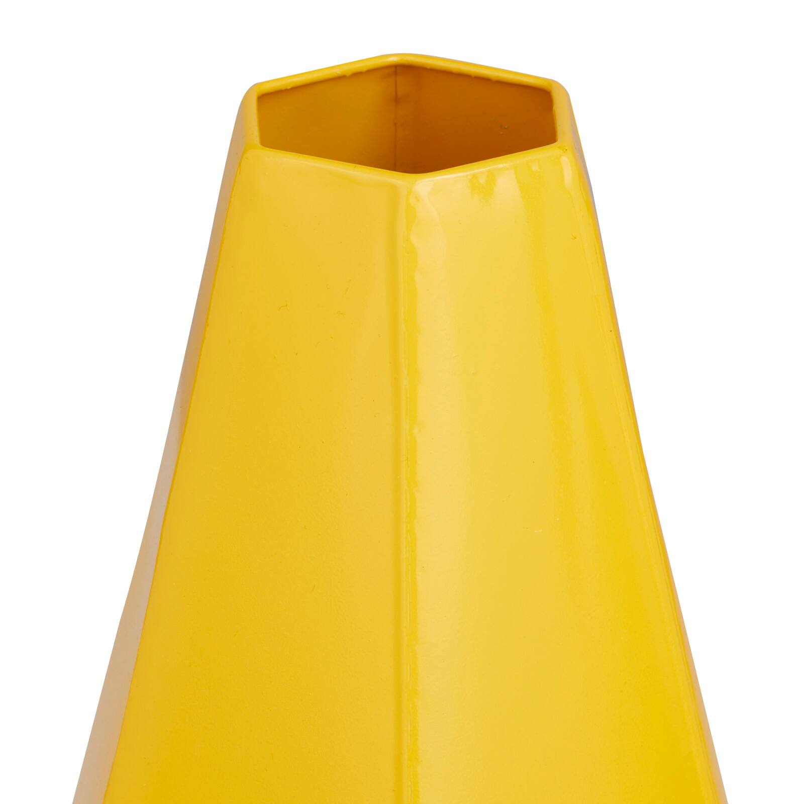 CosmoLiving by Cosmopolitan Yellow Iron Contemporary Vase, 12&#x22; x 10&#x22;