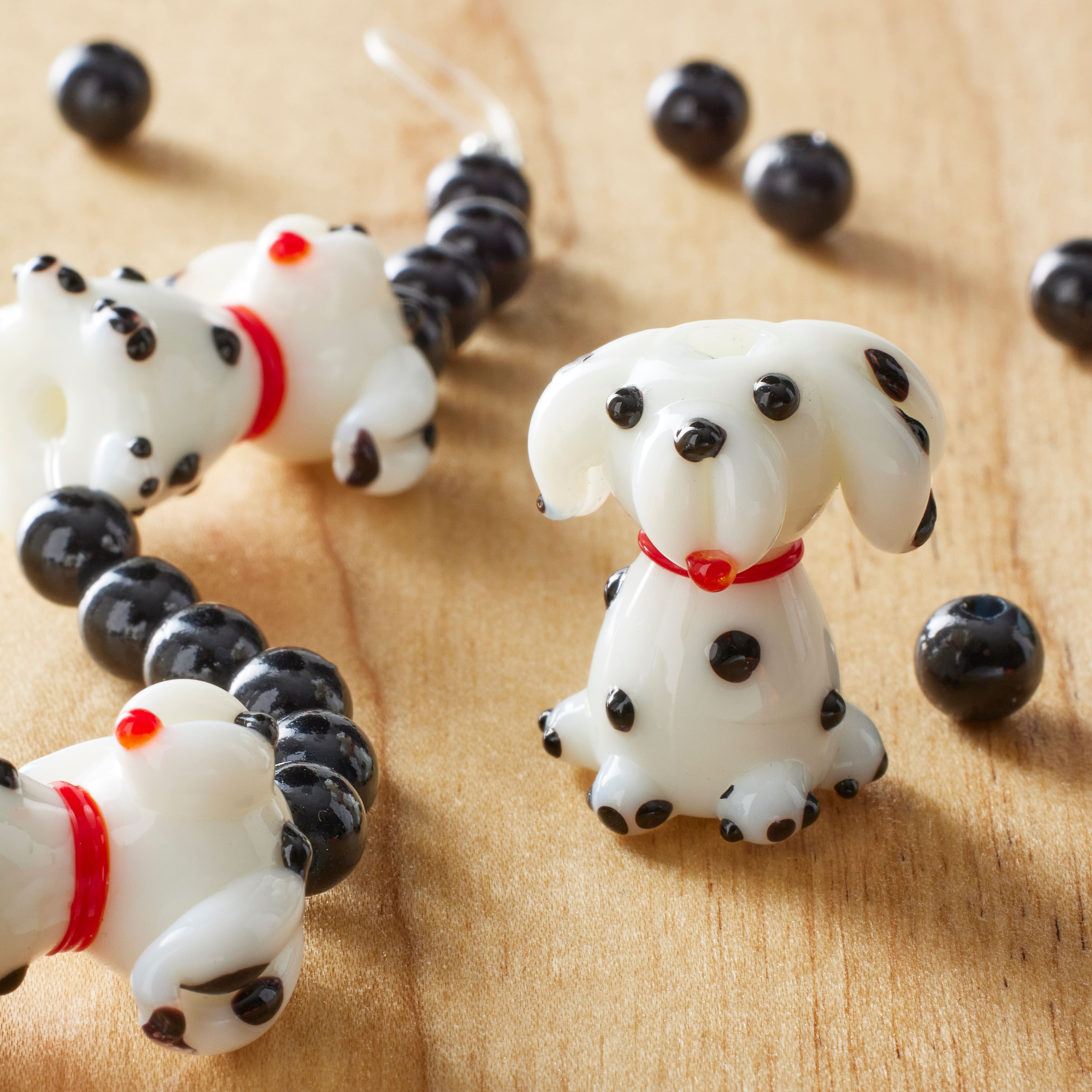 12 Pack: Black & White Dog Glass Lampwork Beads, 20mm by Bead Landing™