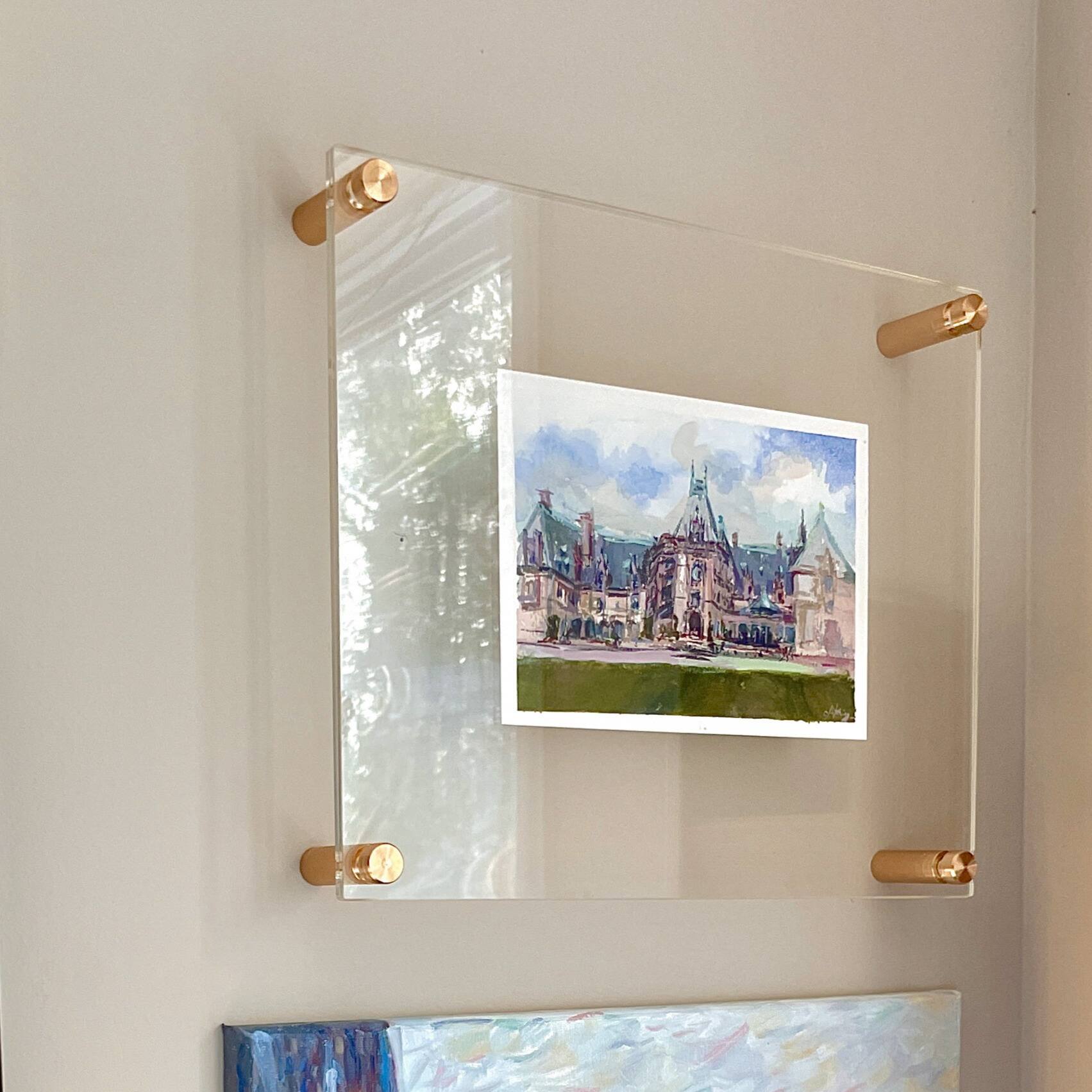 Wexel Art Double Panel Clear Acrylic Floating Wall Frame with Gold Hardware