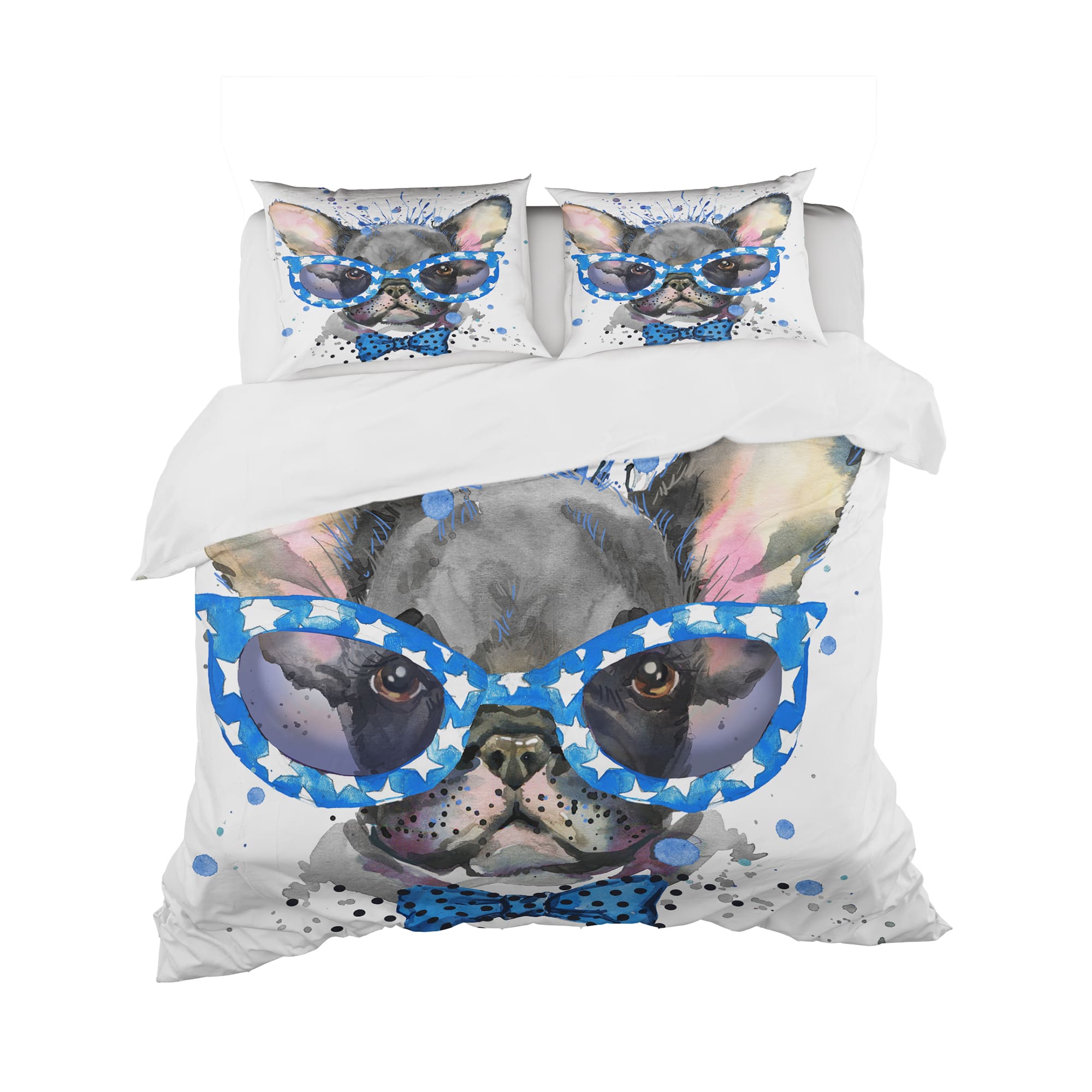 Designart 'Cute French Bulldog with Glasses - Modern Duvet Cover Set