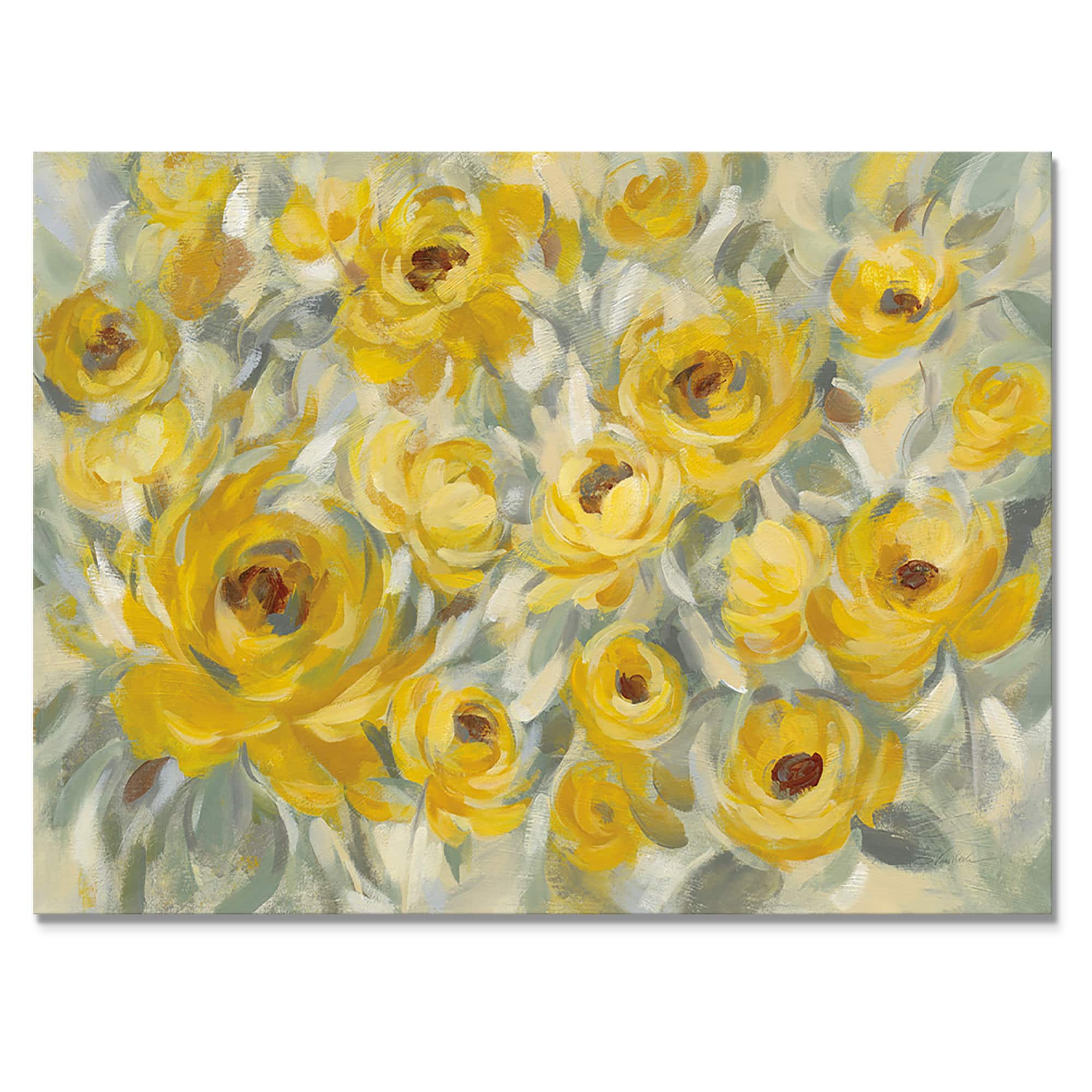  Designart - Yellow Roses - Cottage Canvas Wall Art
