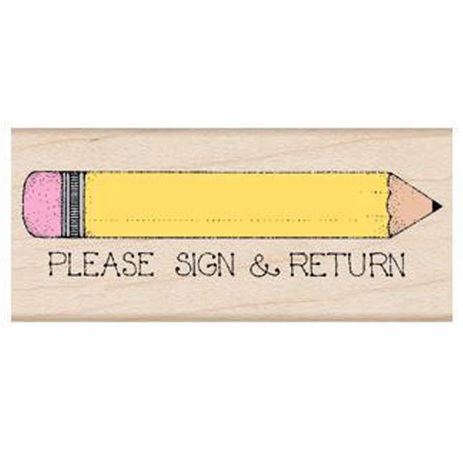 Hero Arts&#xAE; Please Sign &#x26; Return Pencil Woodblock Stamps