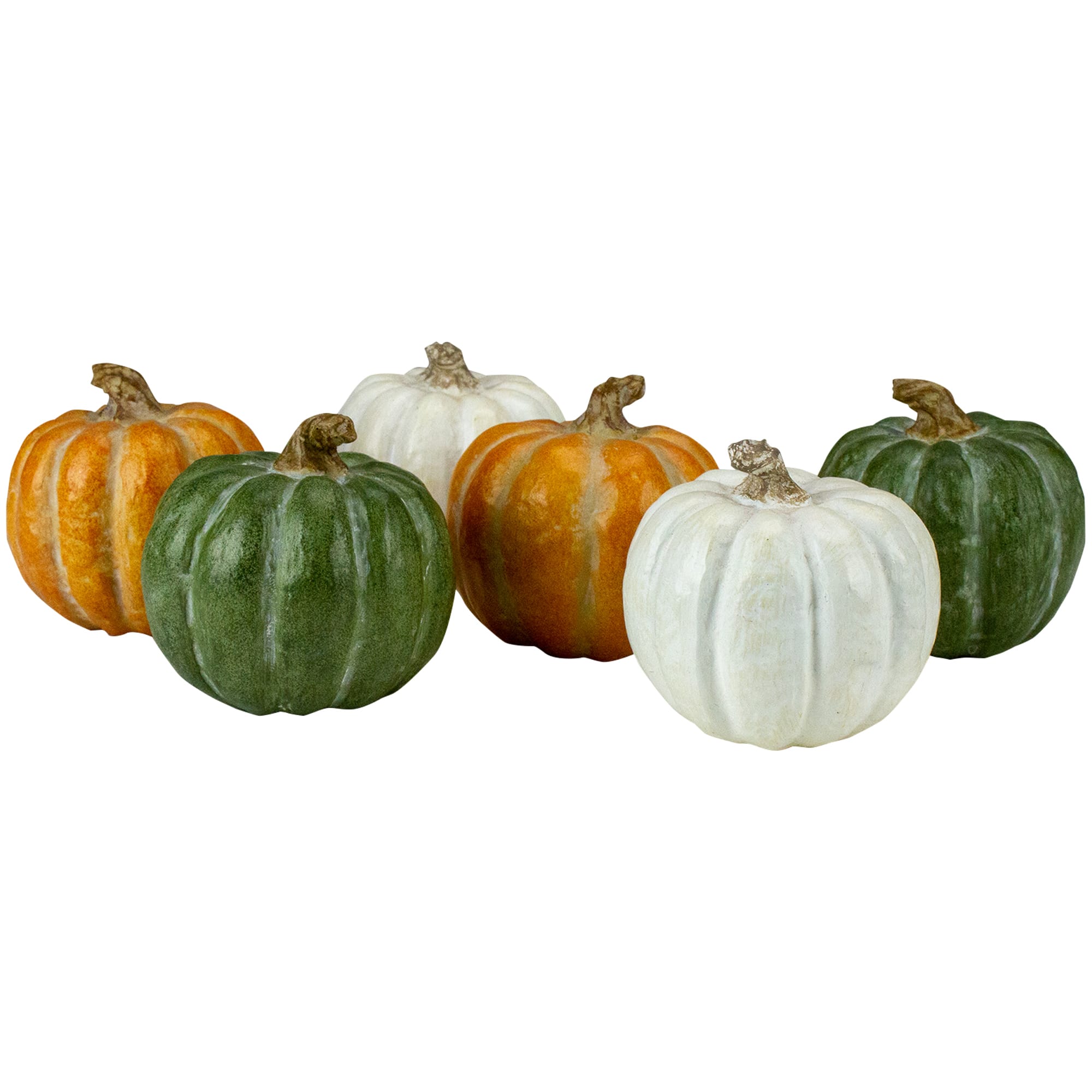 2.5" Green, White & Orange Boxed Pumpkin Décor Set