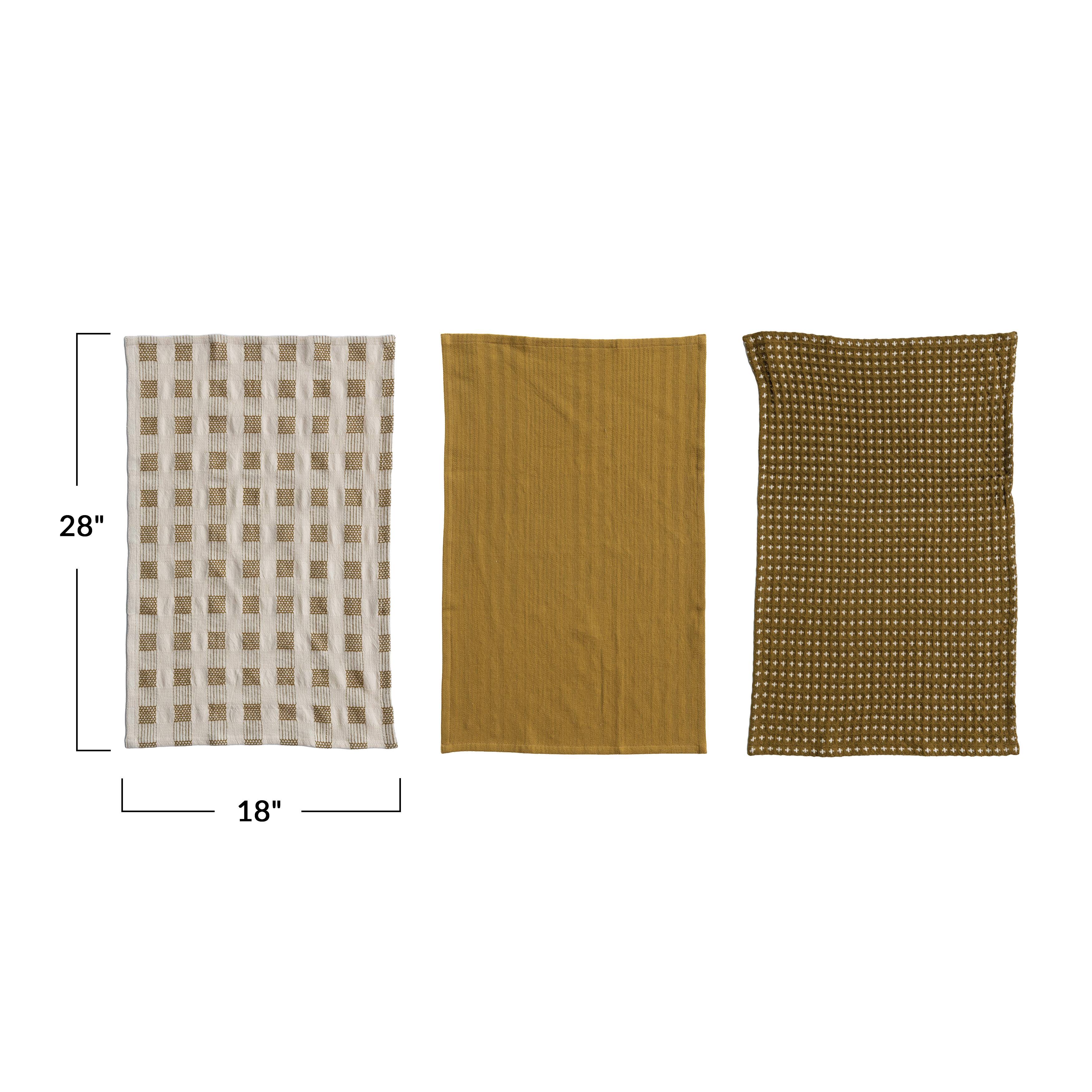 Hello Honey® Natural & Olive Woven Cotton Tea Towels Set