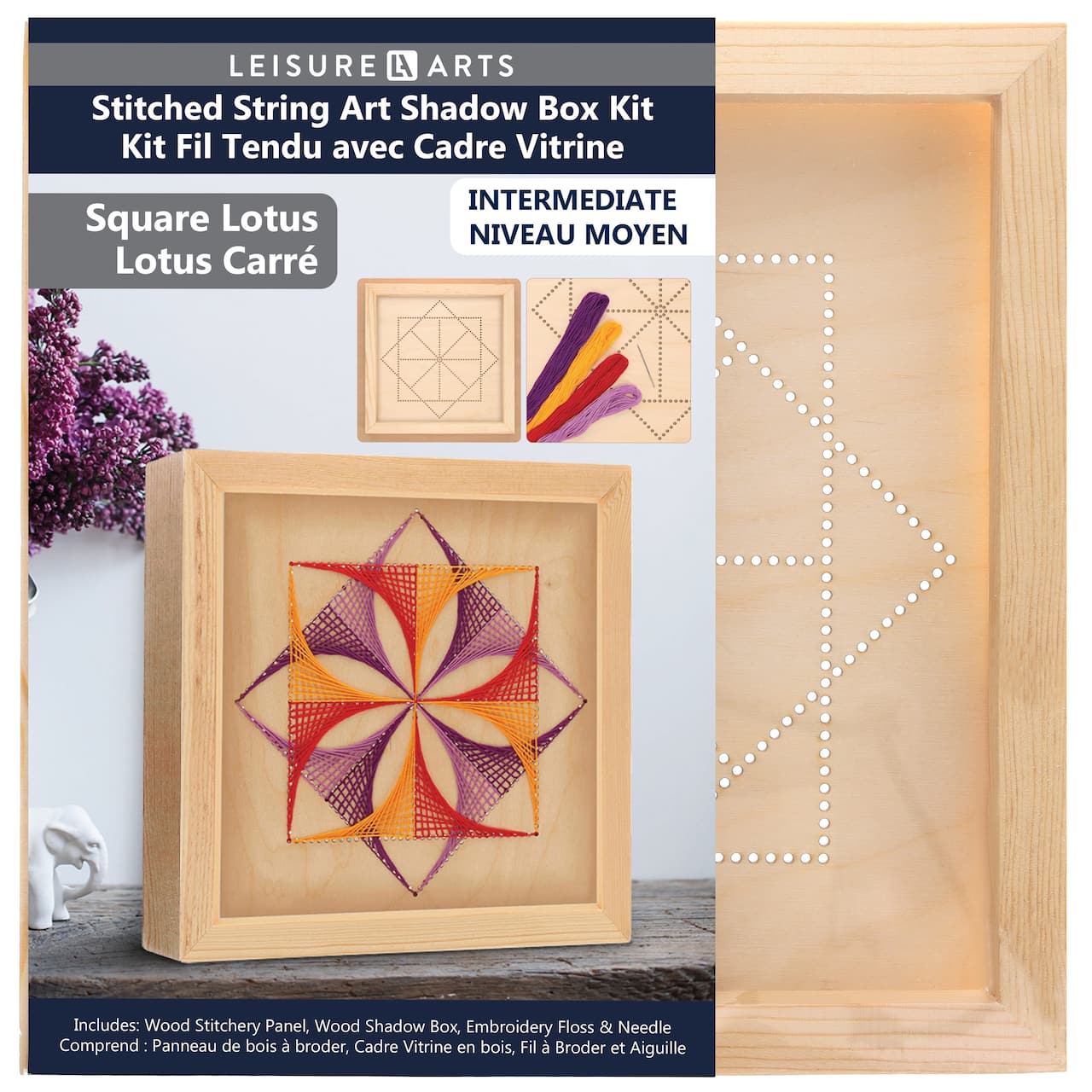 Leisure Arts® Square Lotus Stitched String Art Shadow Box Kit | Michaels