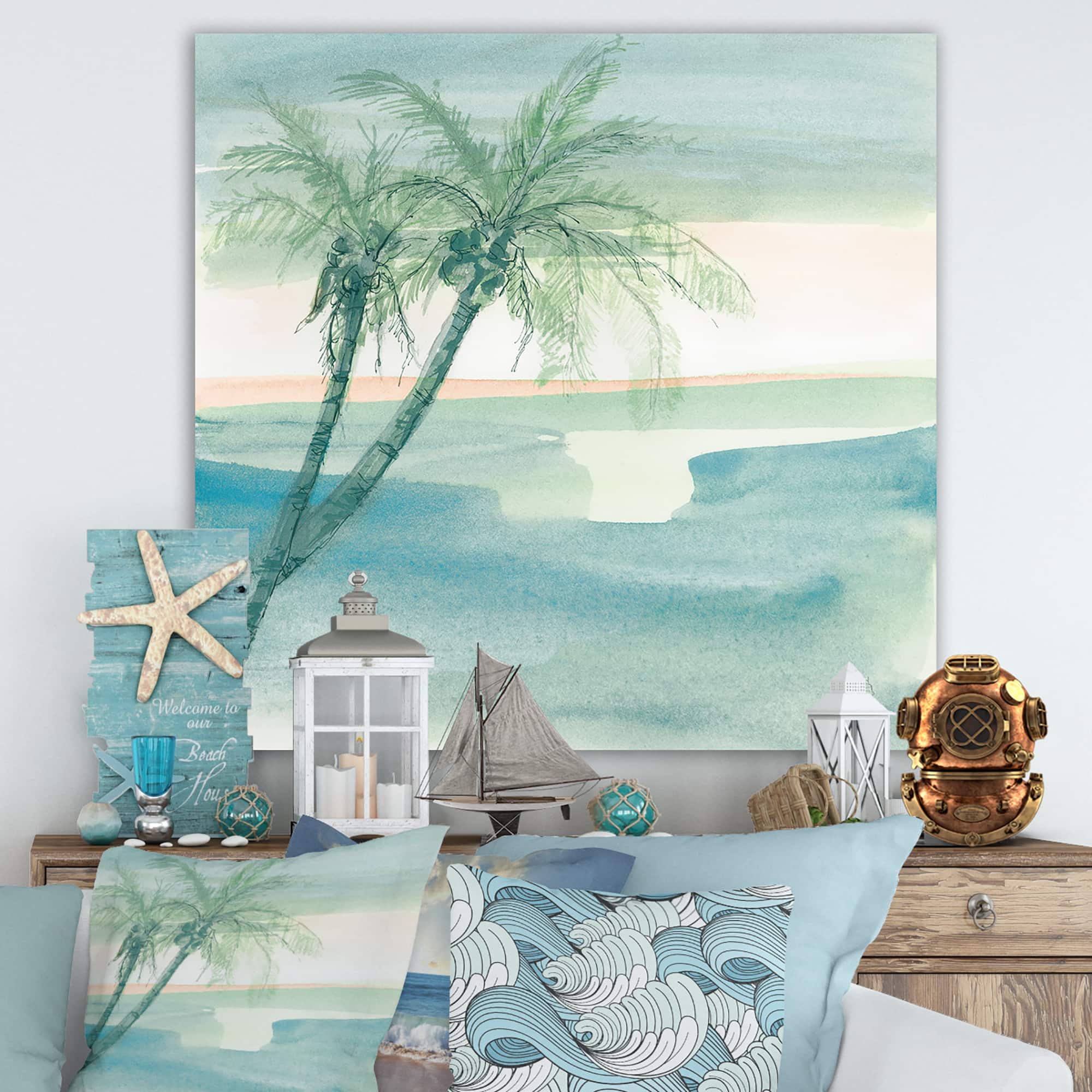 Designart - Peaceful Dusk I Tropical - Tropical Canvas Artwork