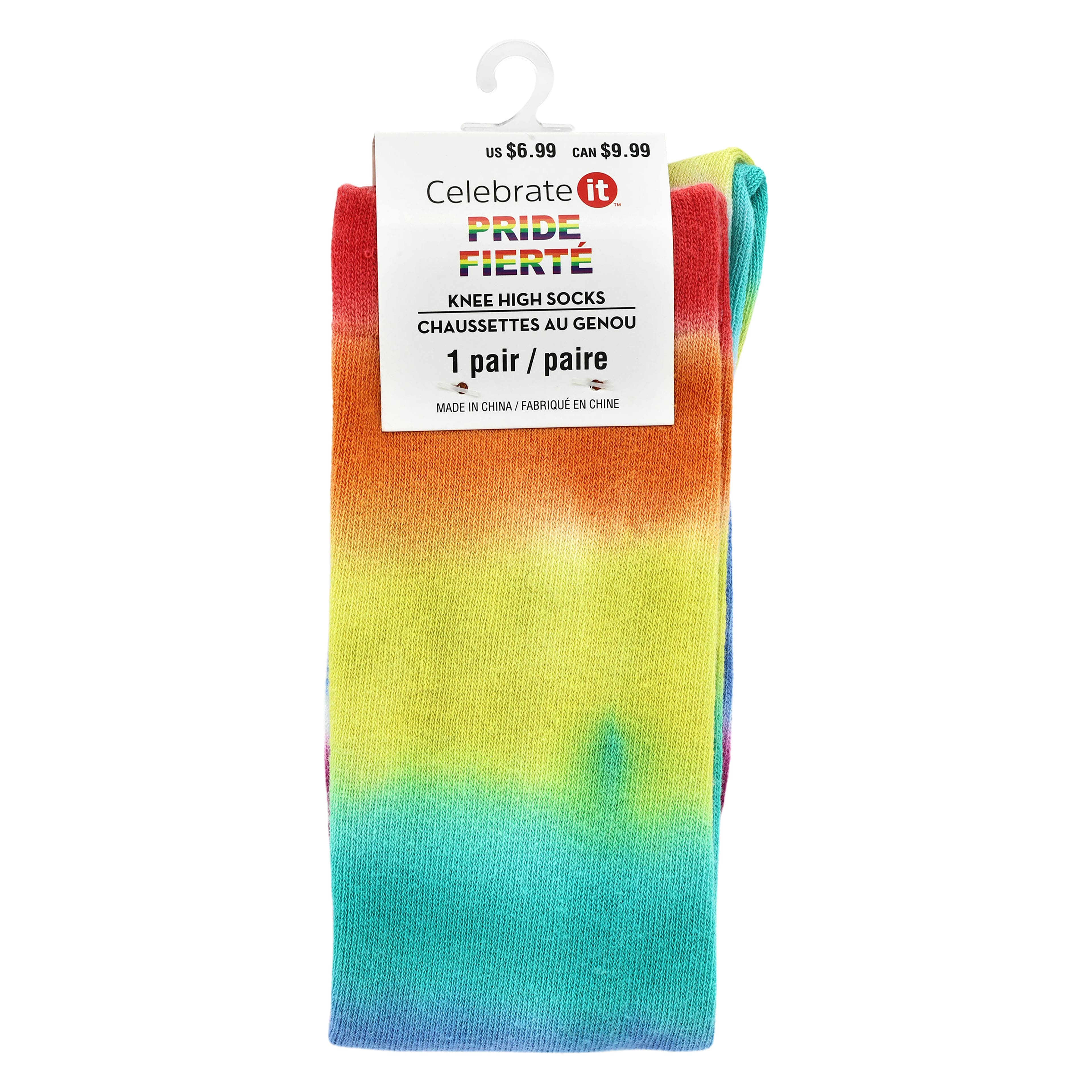 Pride Tie Dye Knee High Adult Socks by Celebrate It&#x2122;