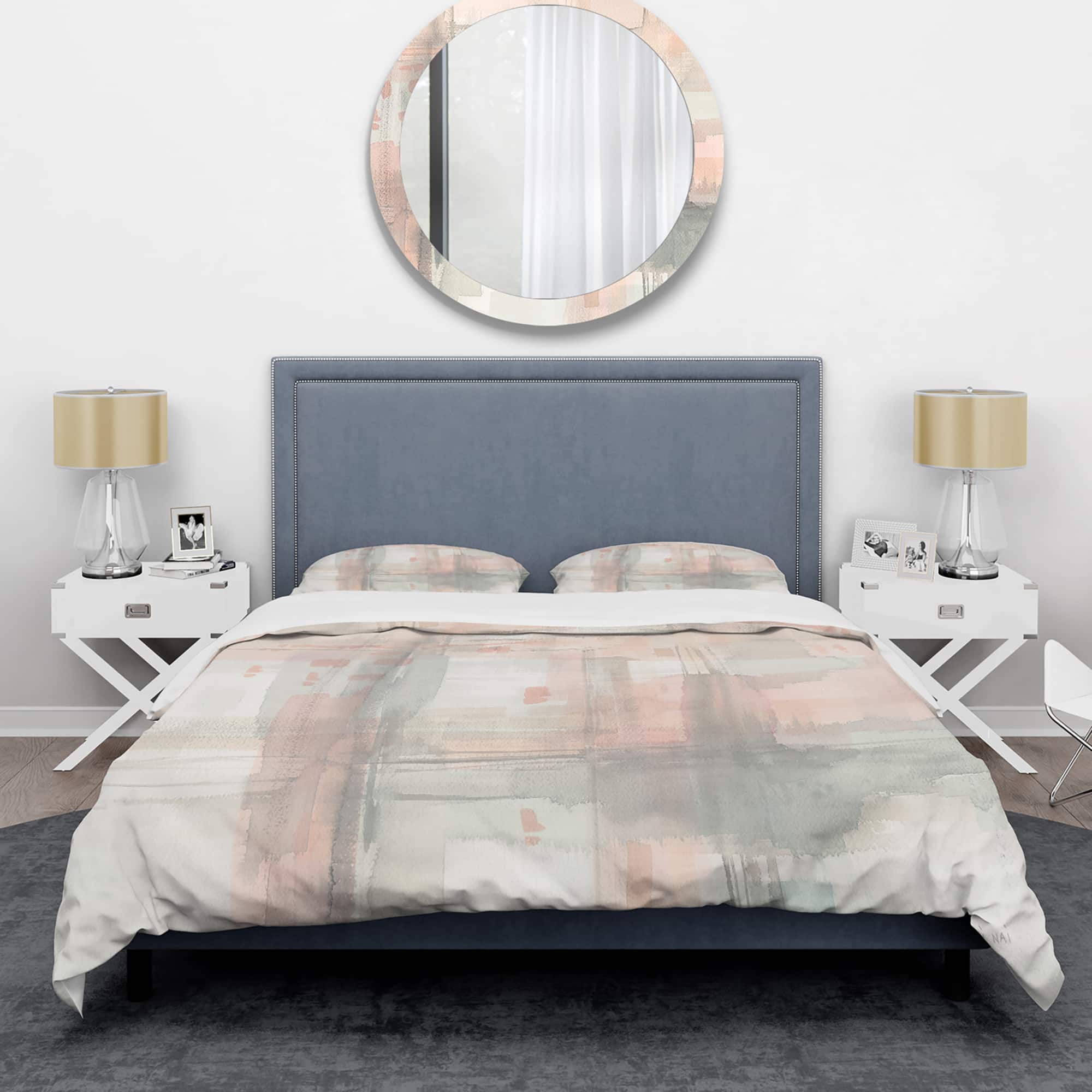 Designart &#x27;Intersect II Grey&#x27; Shabby Bedding Set - Duvet Cover &#x26; Shams