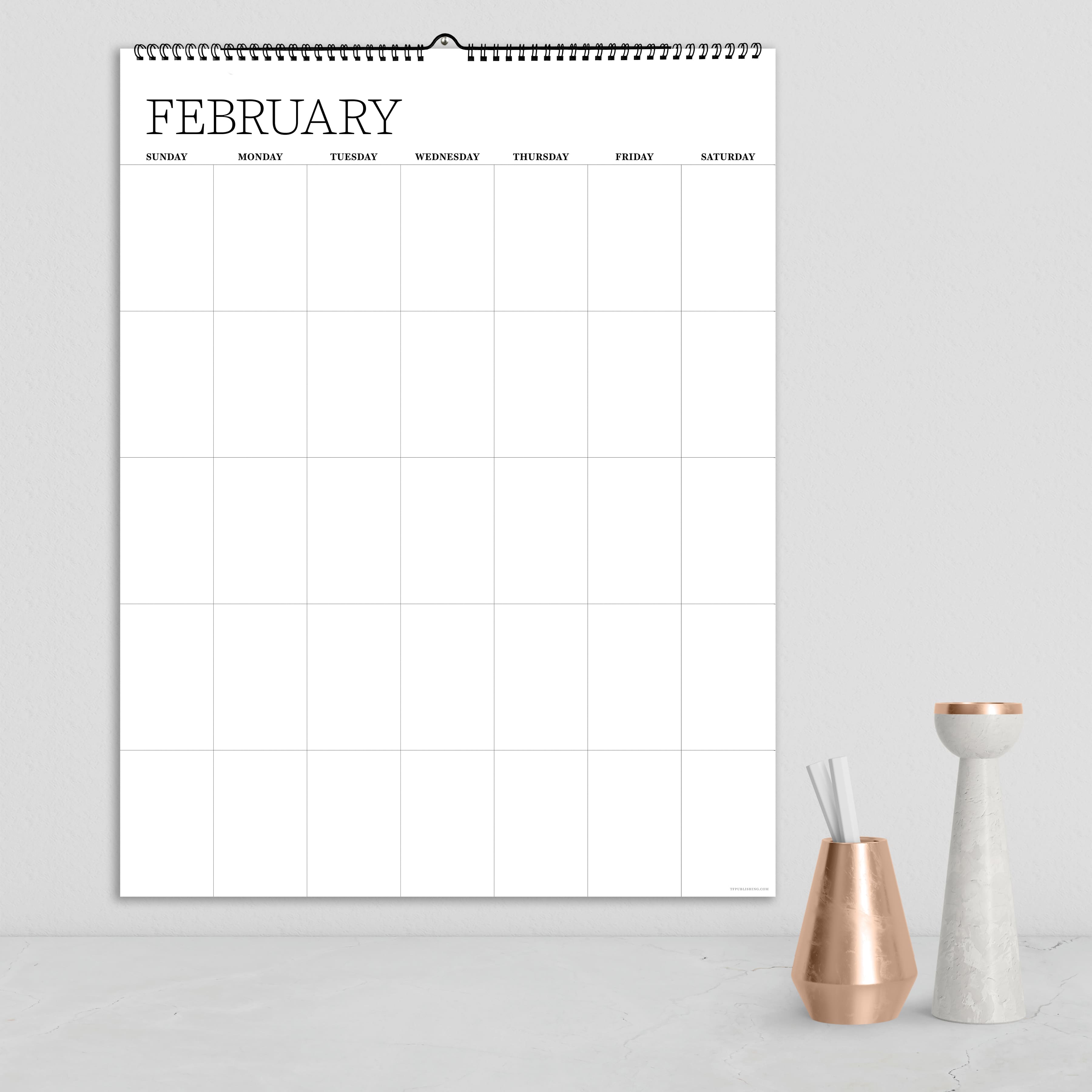 TF Publishing Undated Dry Erase Large Wired Hanging Vertical Wall Calendar