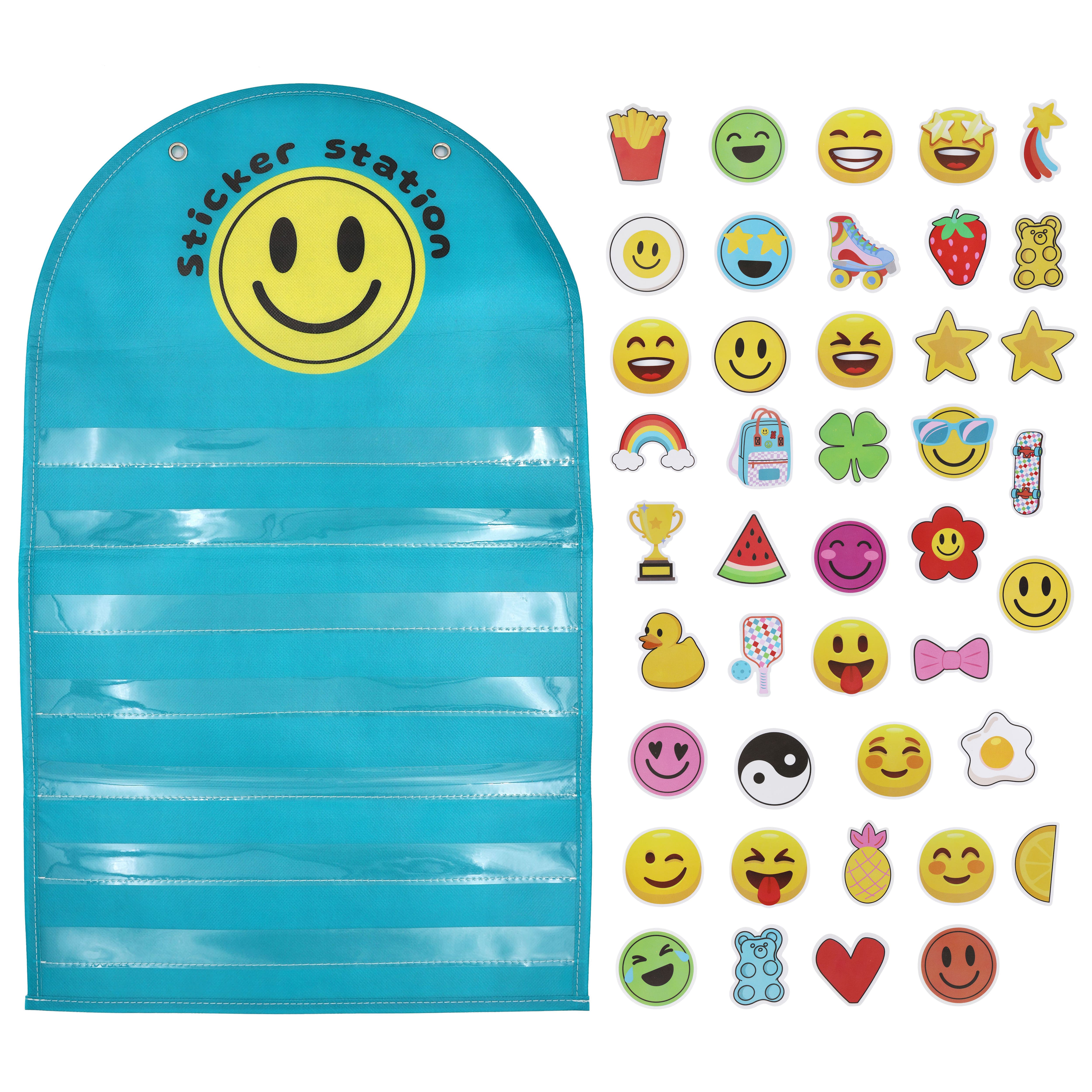 Blue Smile Emoji Sticker Station by B2C™