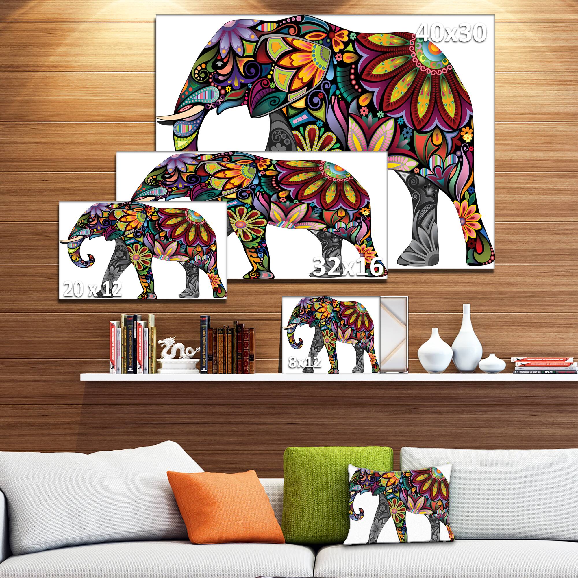 Designart - Yellow Cheerful Elephant - Animal Canvas Art Print