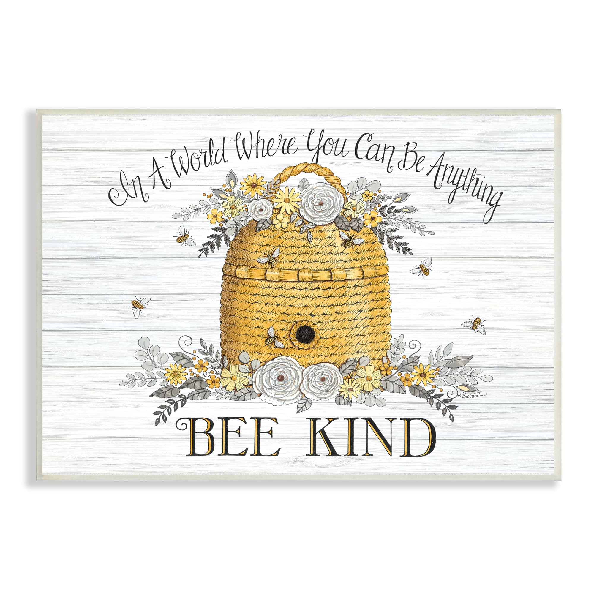 Stupell Industries In A World Bee Kind Motivational Phrase Beehive  Wall Plaque