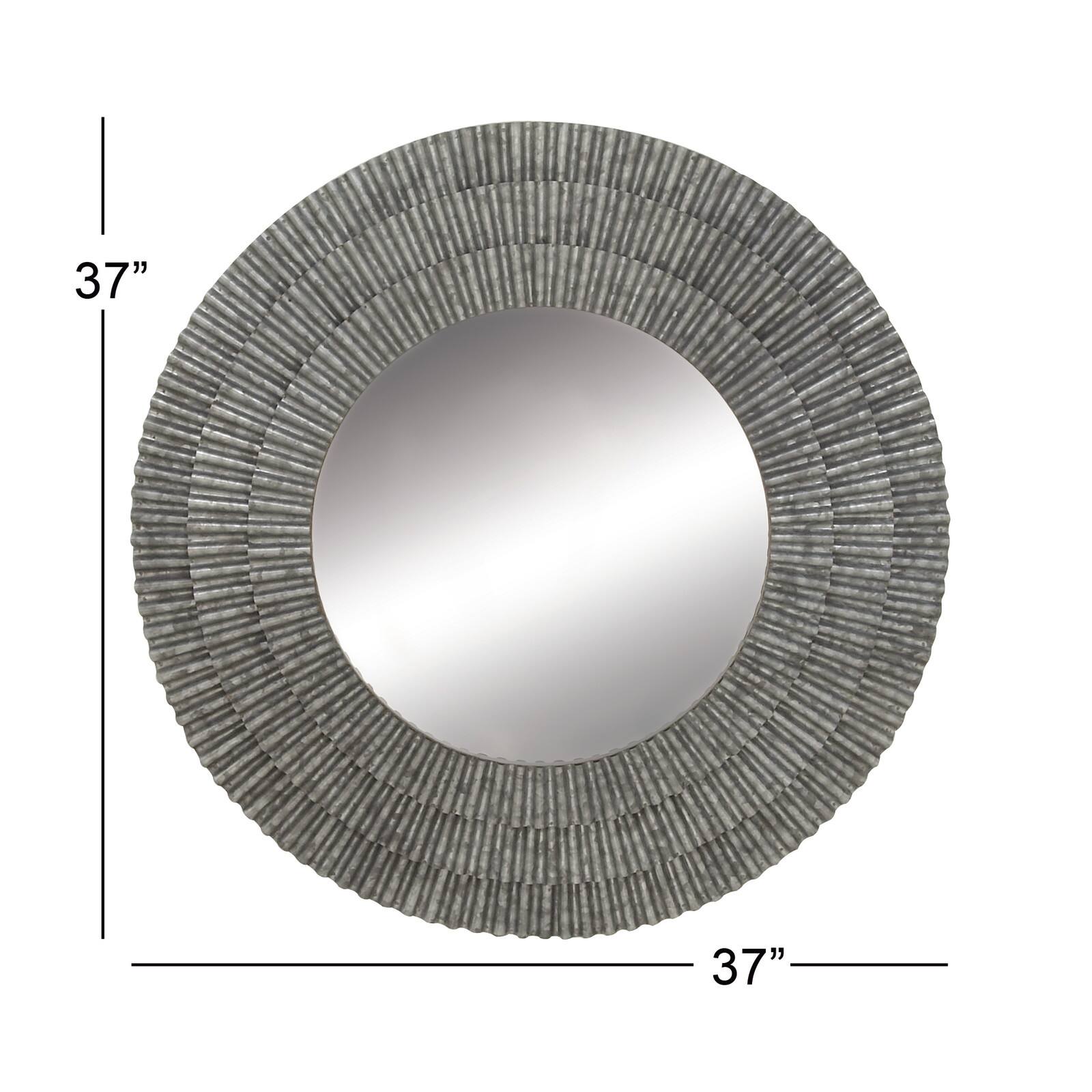 37'' Gray Farmhouse Metal Wall Mirror