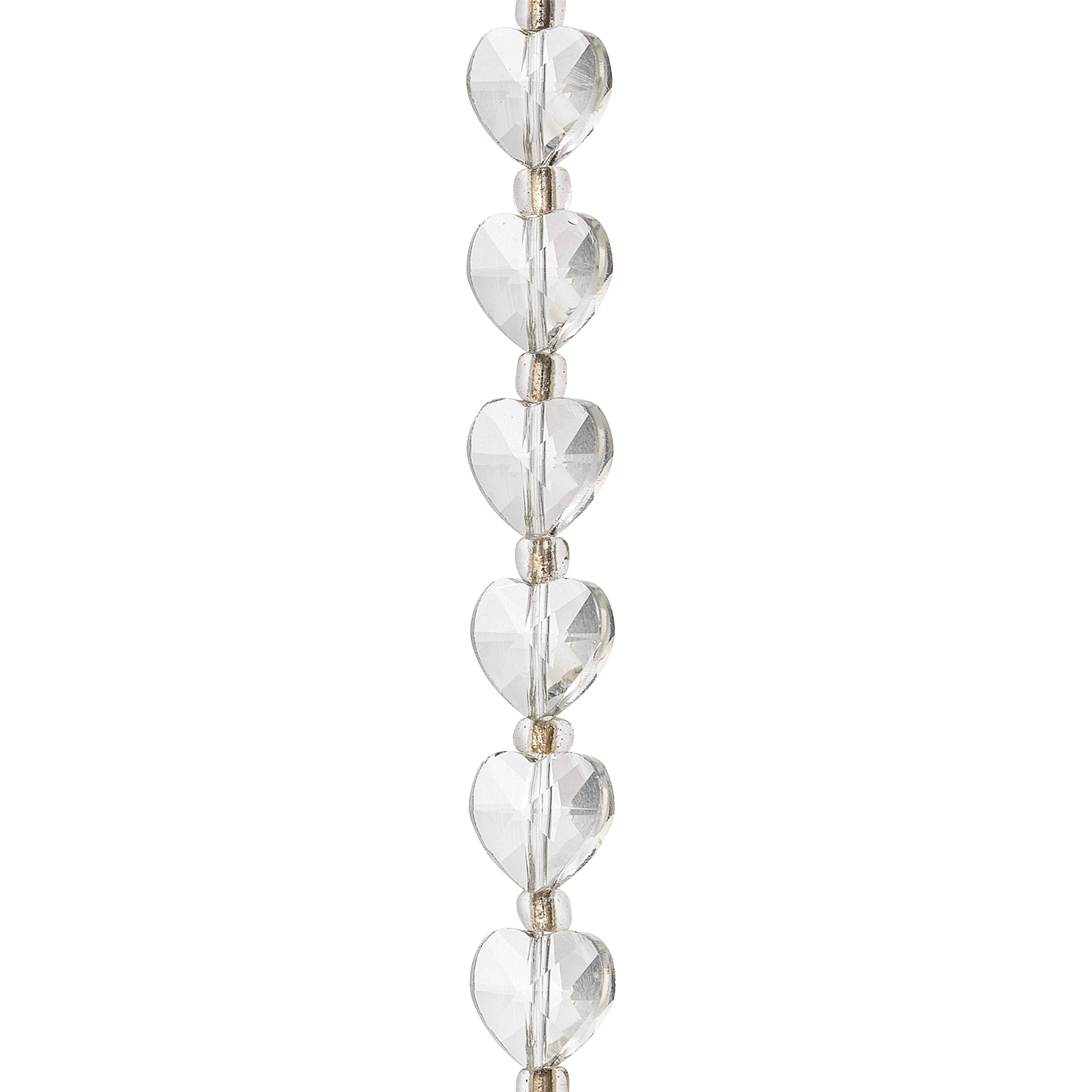 12 Pack: Clear Faceted Glass Heart Beads, 10mm by Bead Landing™