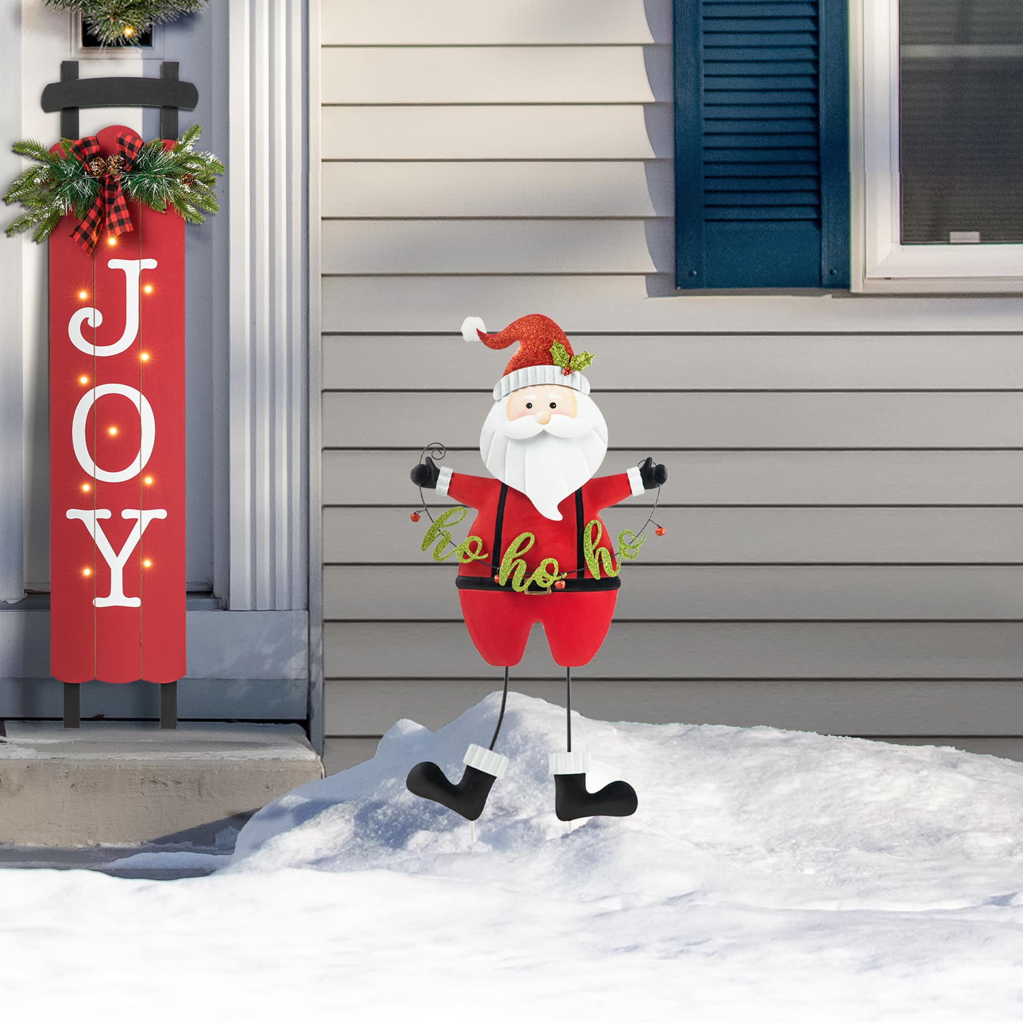 Glitzhome&#xAE; 36&#x22; Metal Santa HOHOHO Yard Stake