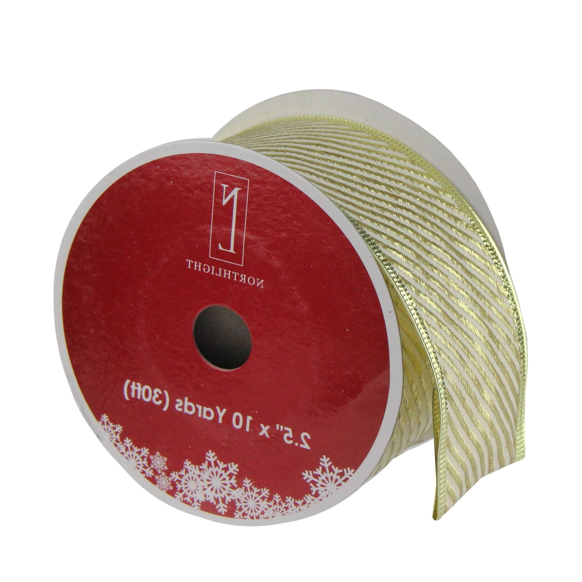 2.5&#x22; x 10yd. Wired Diagonal Stripes Christmas Ribbon