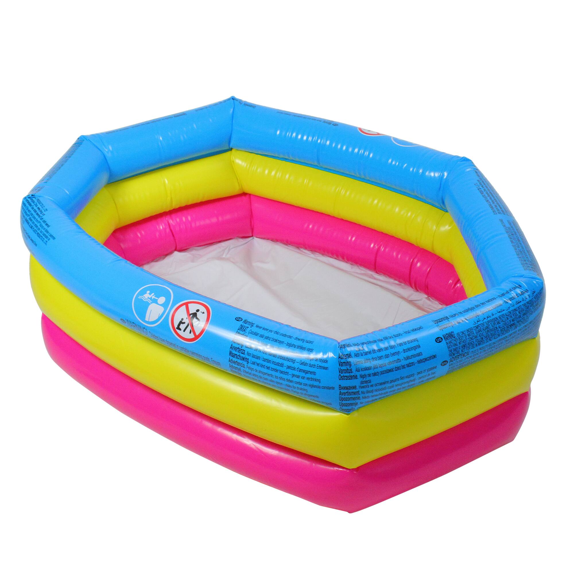 Pool Central® 30" Blue, Yellow and Pink Triple Ring Inflatable Children's Swimming Pool