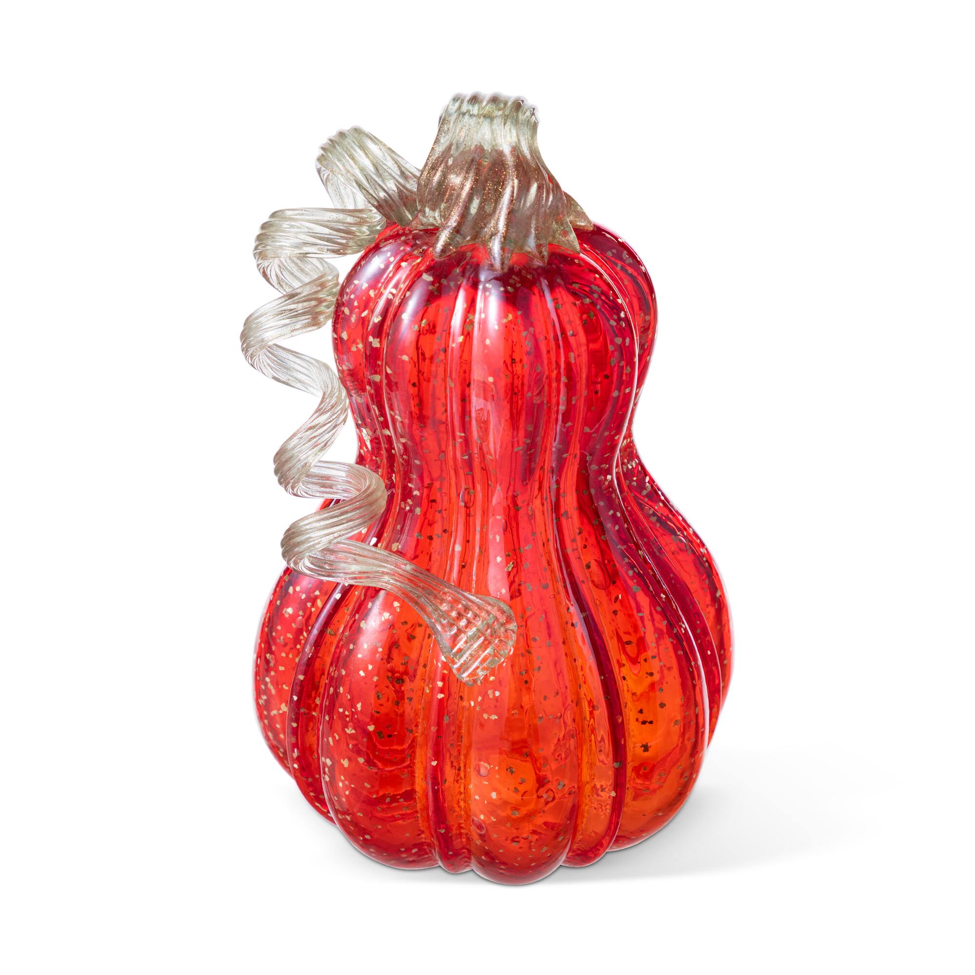 Glitzhome&#xAE; 8.5&#x22; Fall Red Glass Gourd with Glitter