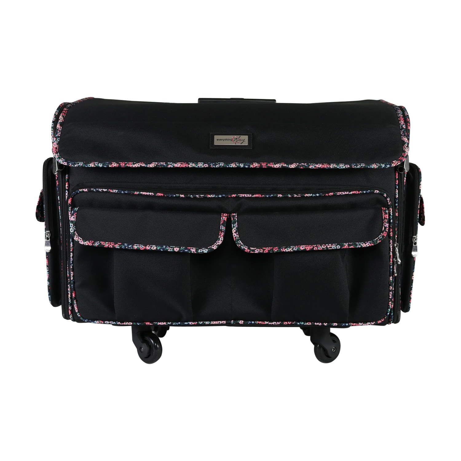 Everything Mary Black Floral XXL Rolling Sewing Tote