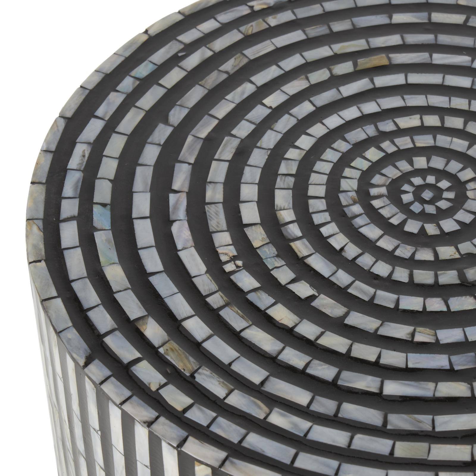 22" Mother of Pearl Shell Accent Table with Black Legs