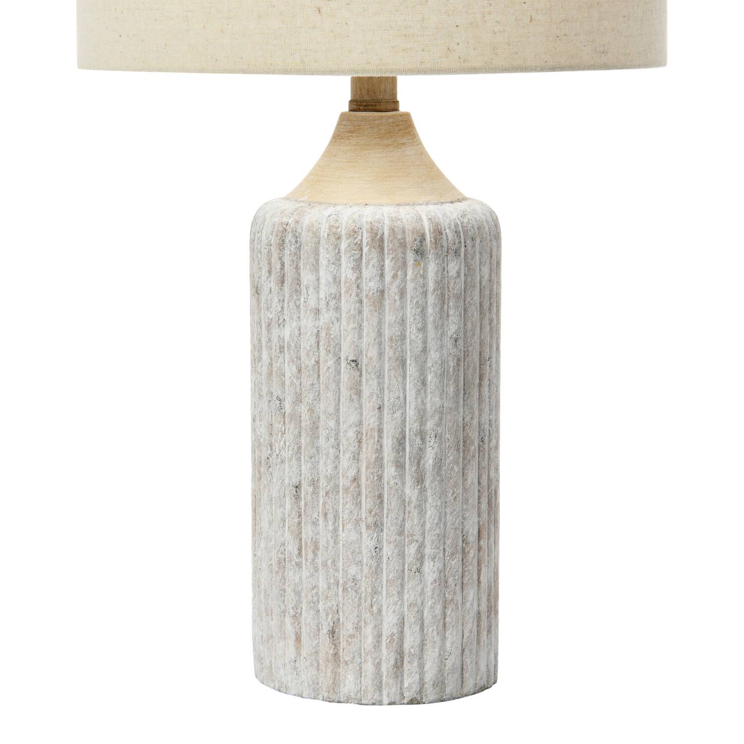 Hello Honey® 23.5" Fluted Cement Desk Lamp with Linen Drum Shade