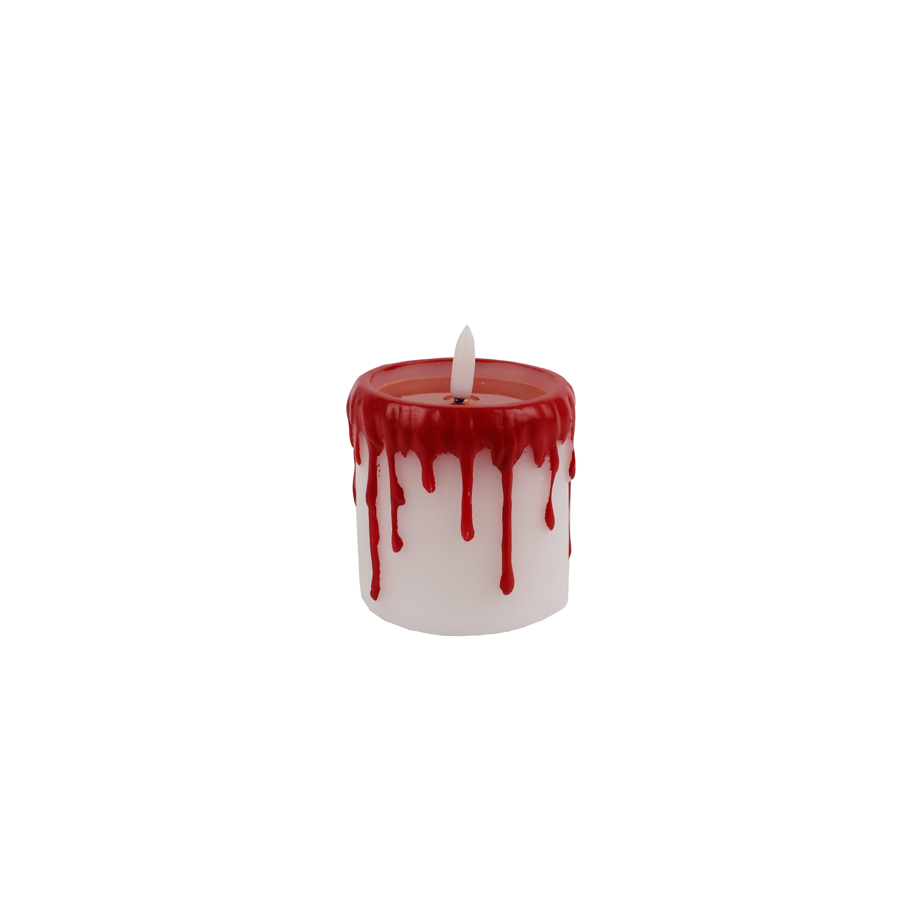 3" Red & White Dripping LED Wax Pillar Candle by Ashland®
