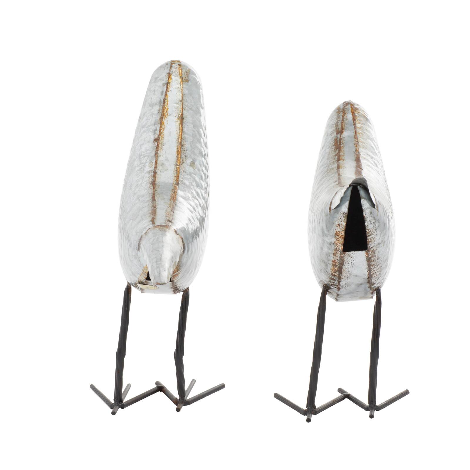 Gray Metal Farmhouse Bird Sculpture Set