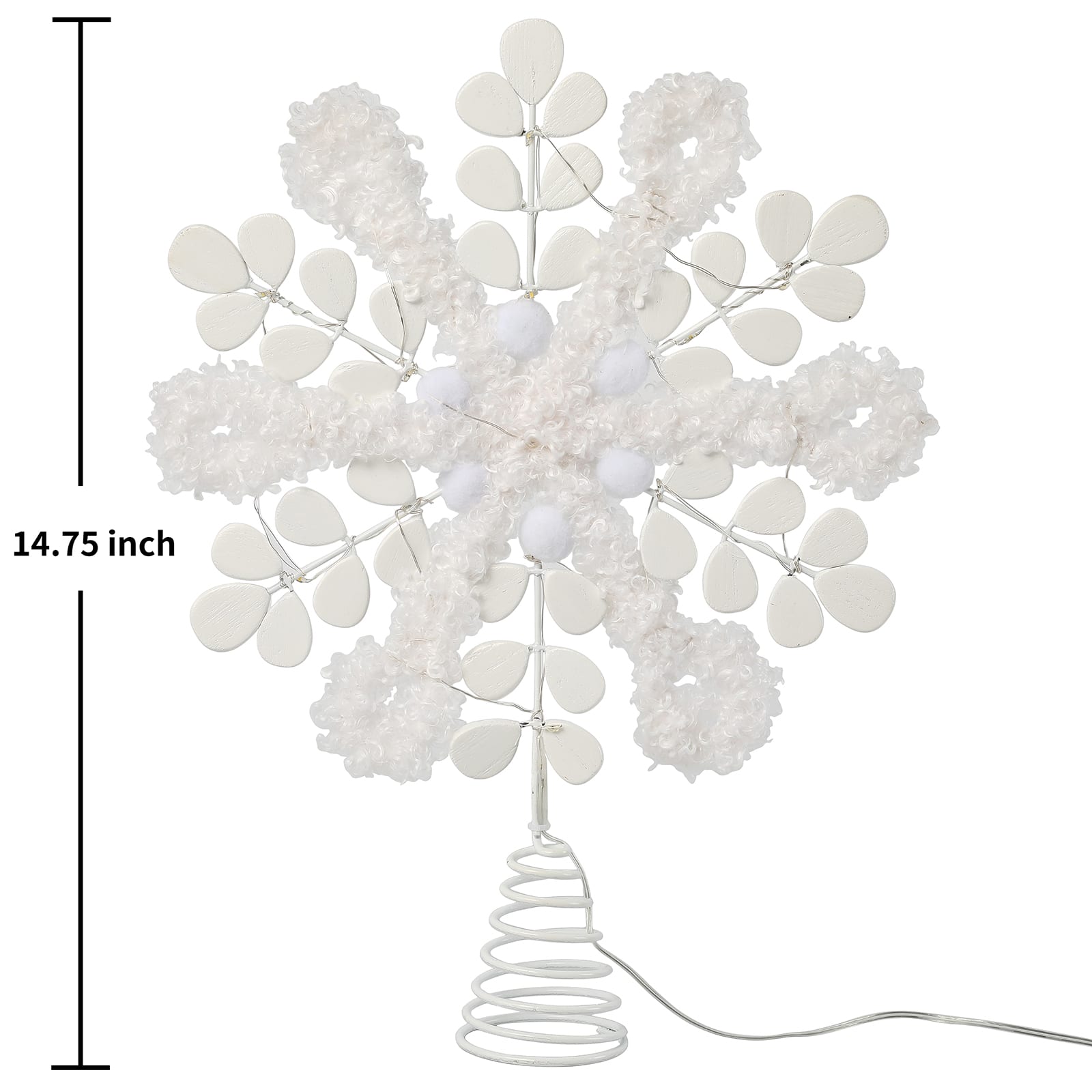 Cimier de sapin illumin&#xE9; en bois et tissu de 35,5 cm, motif flocon de neige, par Ashland