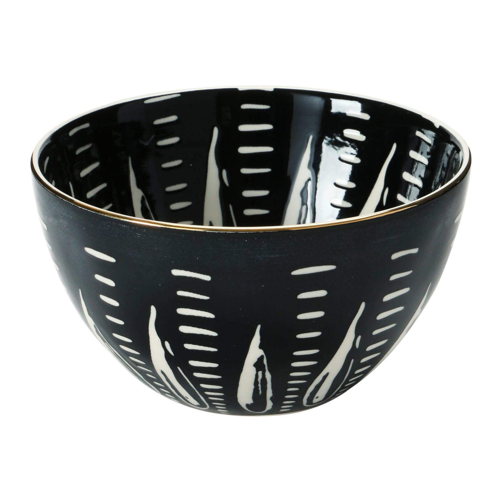 Hello Honey® 5'' Black & White Round Stoneware Bowl, 4ct.