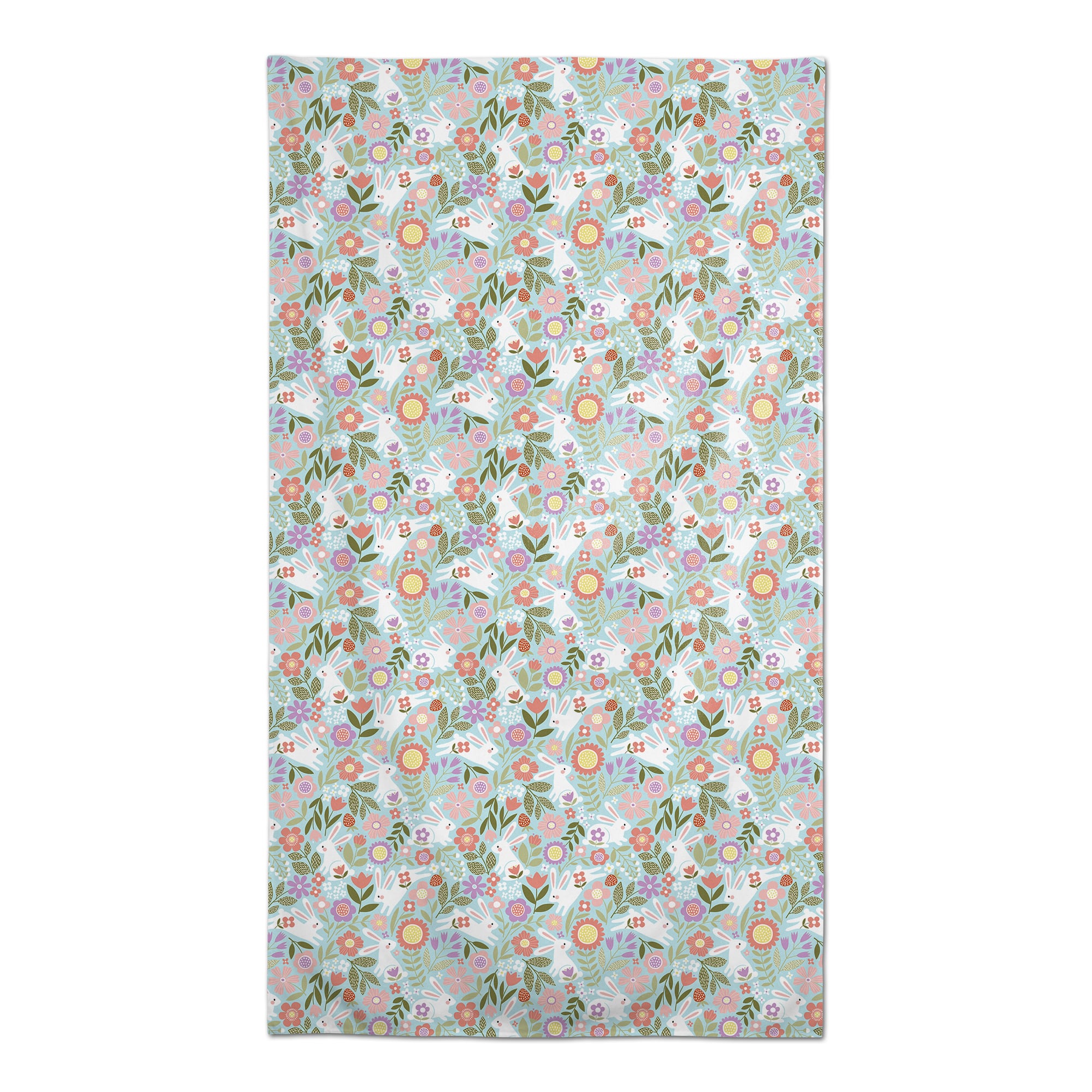 Pastel Bunny Floral Pattern 58&#x22; x 102&#x22; Tablecloth