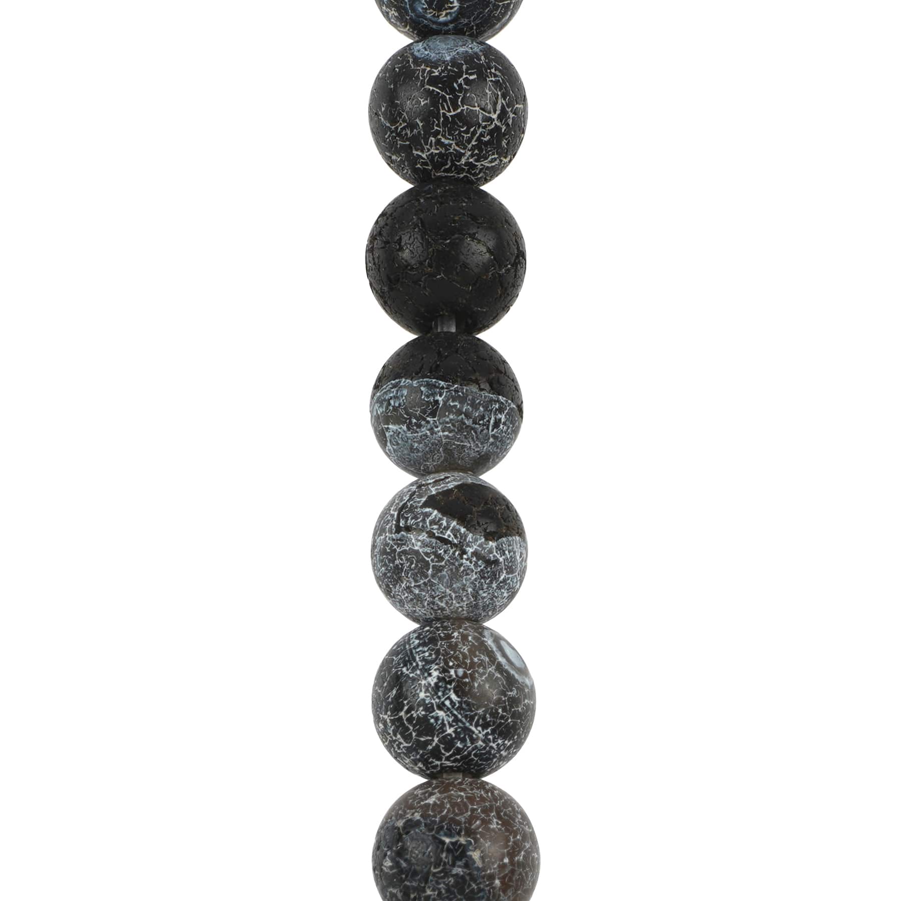 12 Pack: Black Crackle Agate Round Beads, 6mm by Bead Landing™