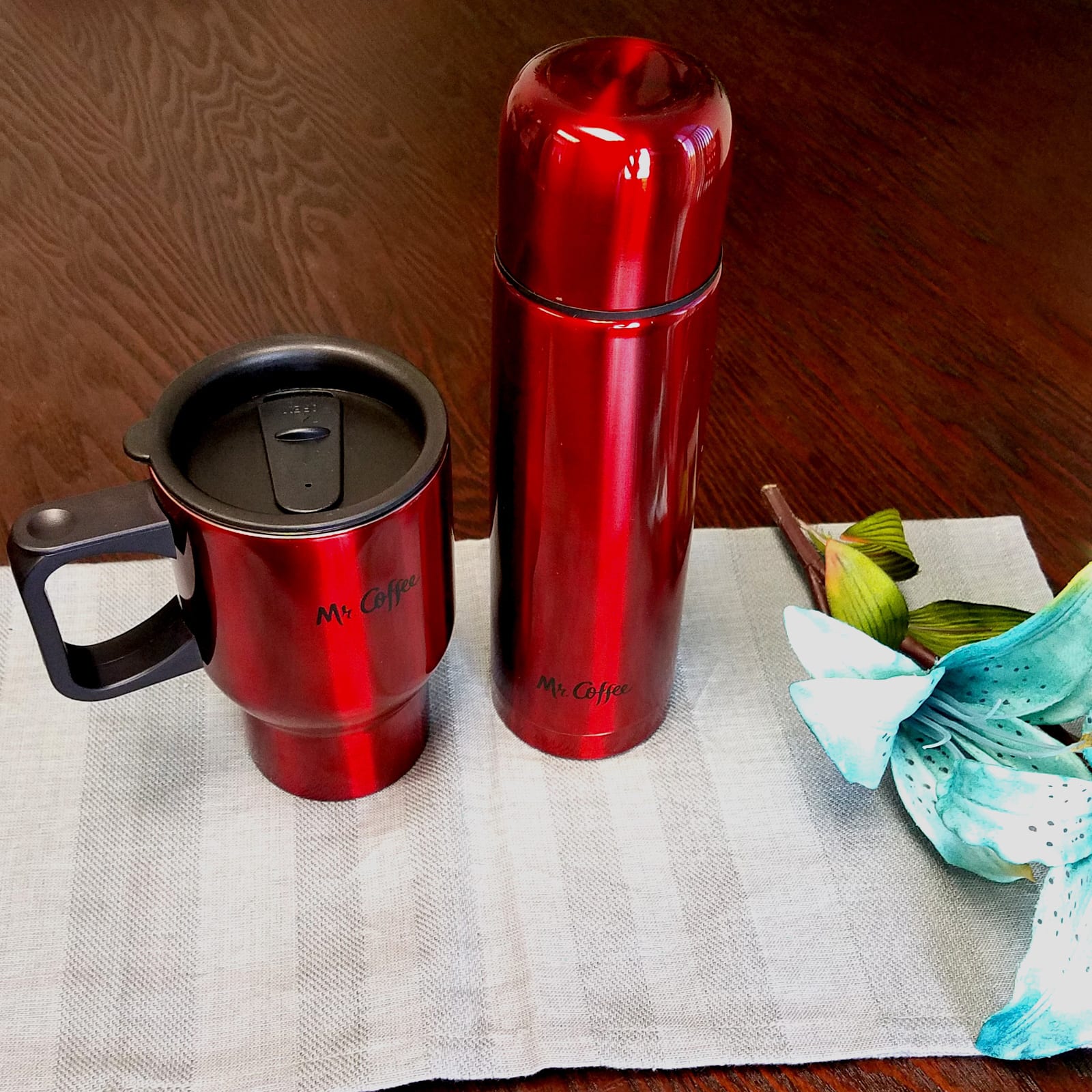 Mr. Coffee Javelin Red Thermos &#x26; Travel Mug Set