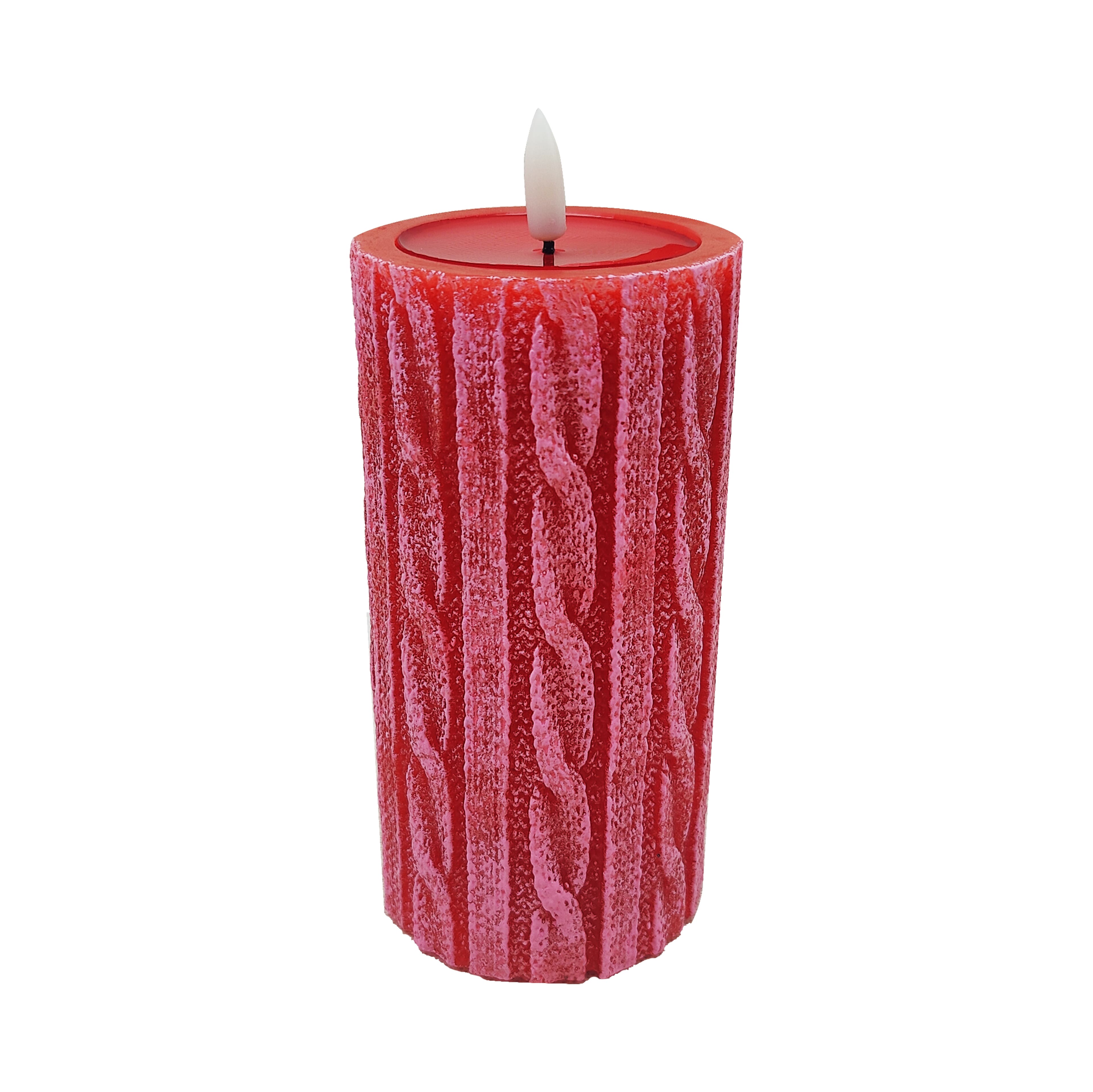 3&#x22; x 6&#x22; Red Knit LED Wax Pillar Candle by Ashland&#xAE;