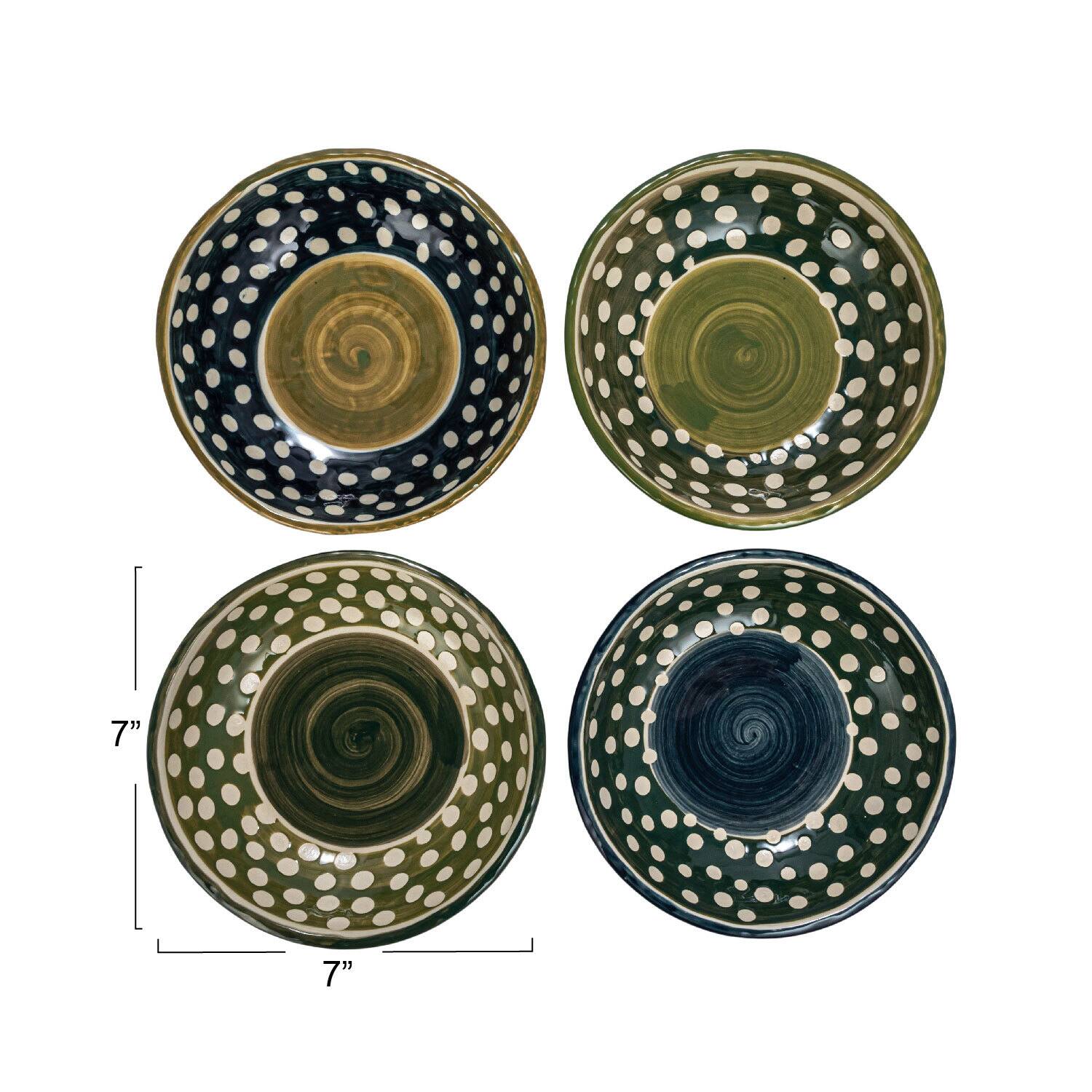 Hello Honey® 7" Polka Dot & Swirl Stoneware Bowl, 12ct.