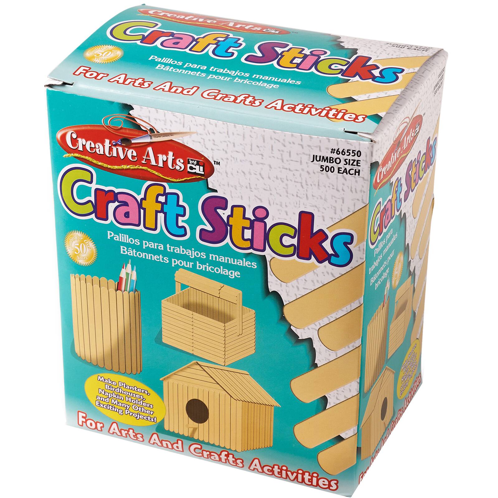 Charles Leonard Creative Arts&#x2122; Jumbo Natural Craft Sticks, 2 Packs of 500