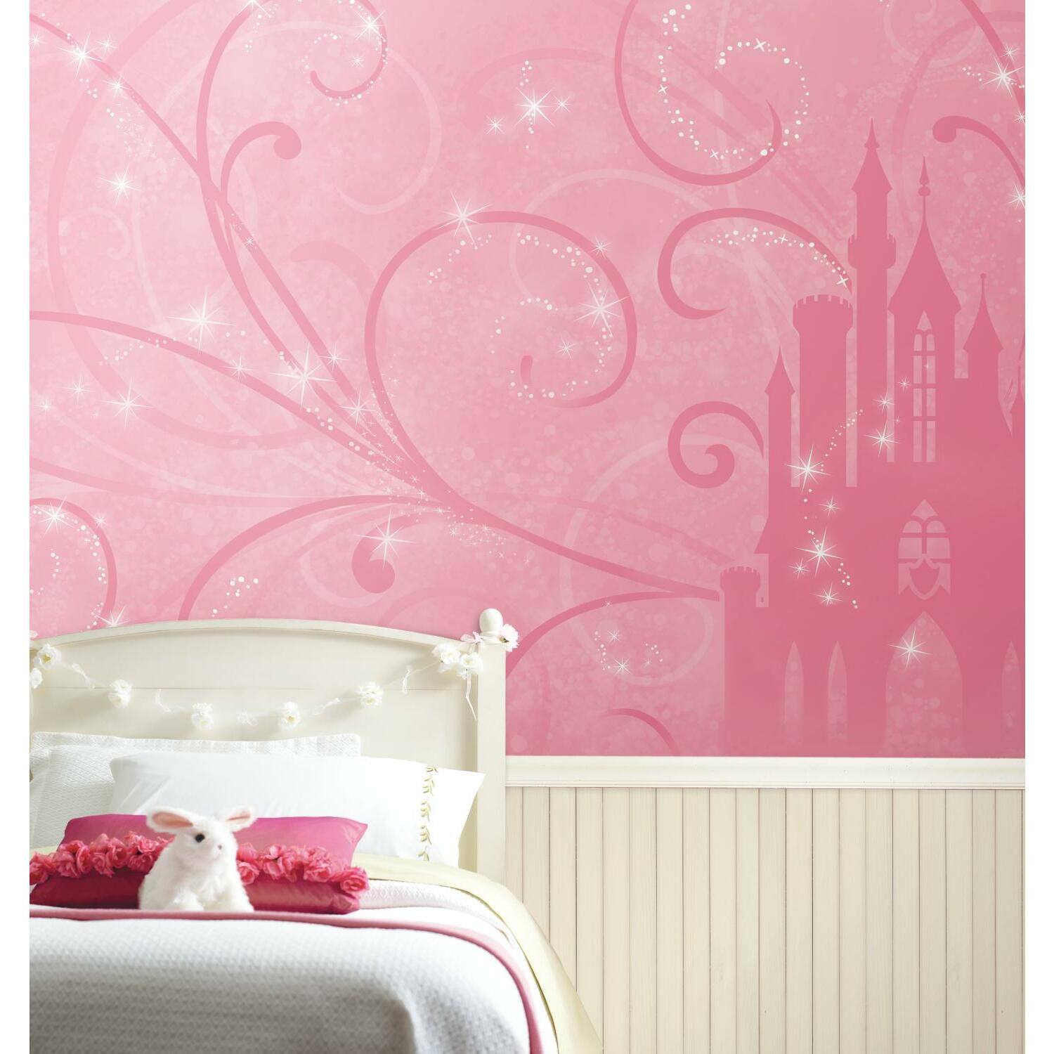 RoomMates Princess Scroll Castle Chair Rail Prepasted Mural