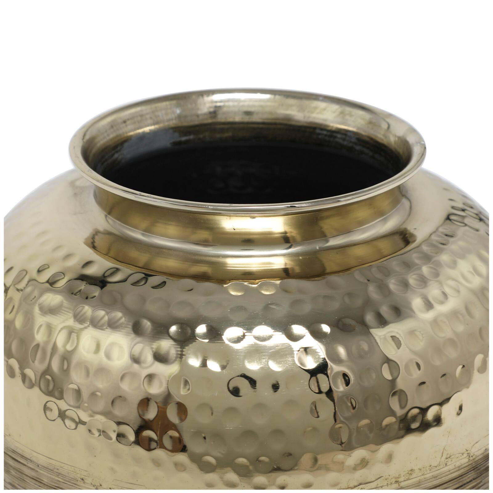 7&#x22; Gold Aluminum Brushed Vase with Hammered Top