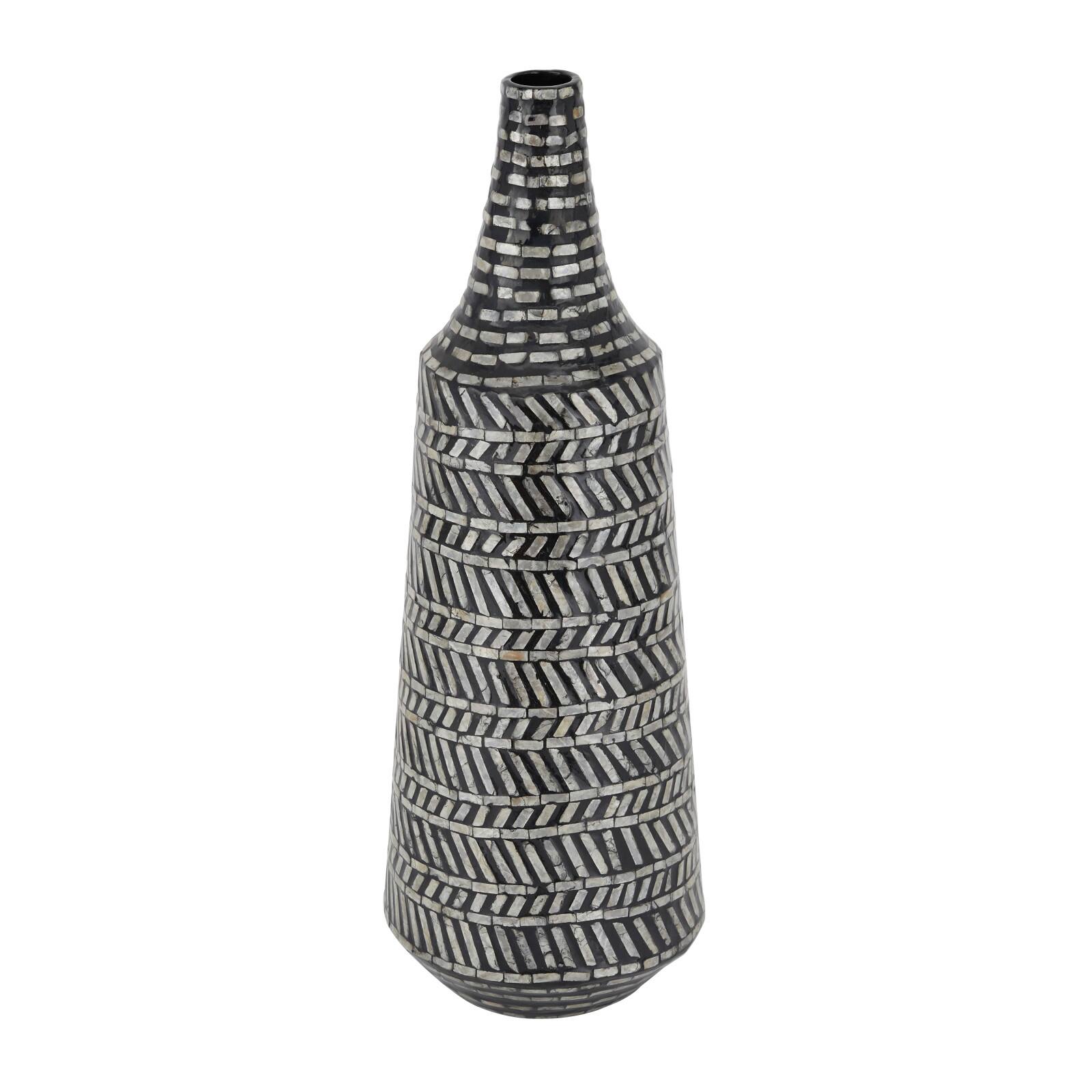Black Shell Contemporary Vase, 28 x 10 x 10 By Ivory And Iris