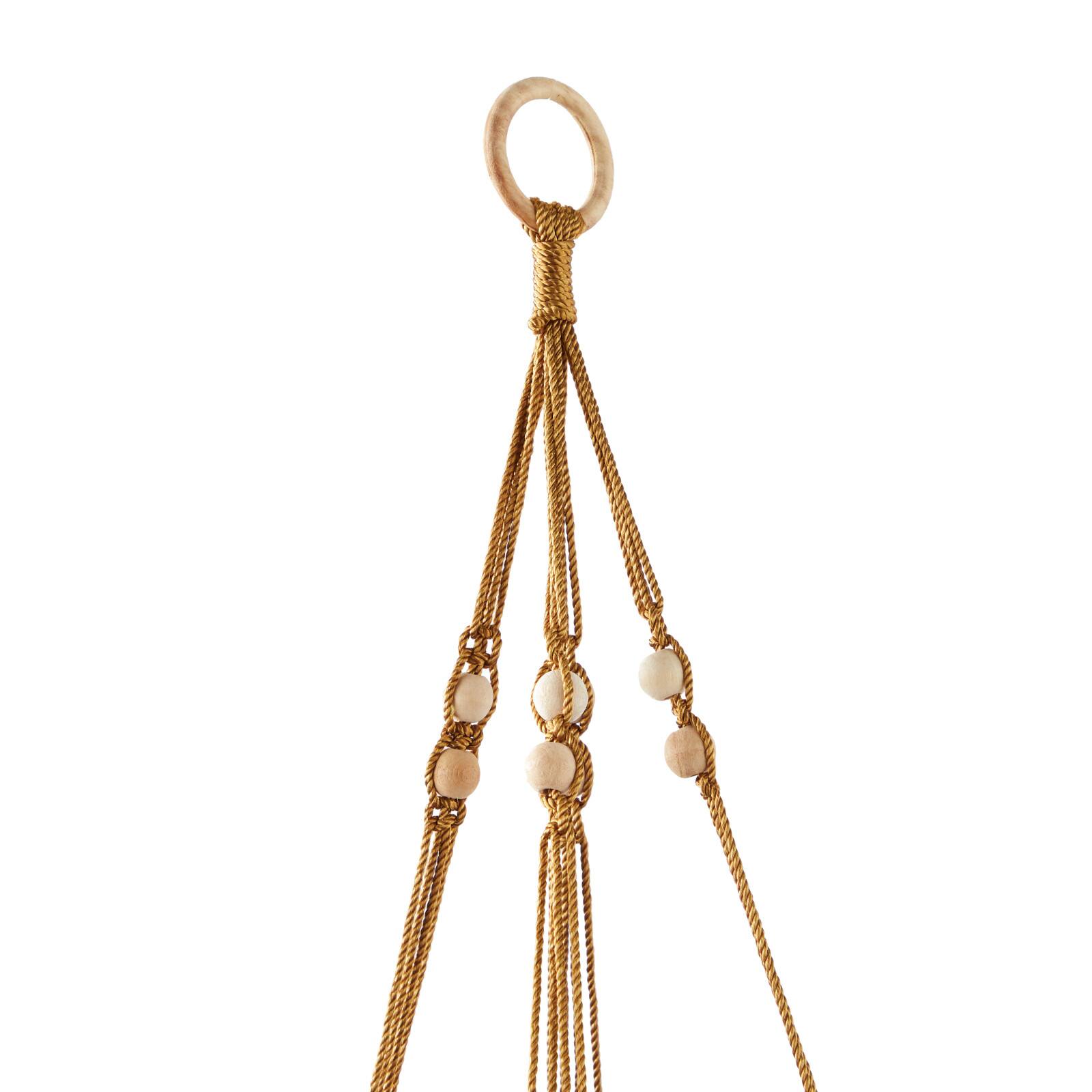 47" Brown Fabric Handmade Hanging Macrame Wall Planter