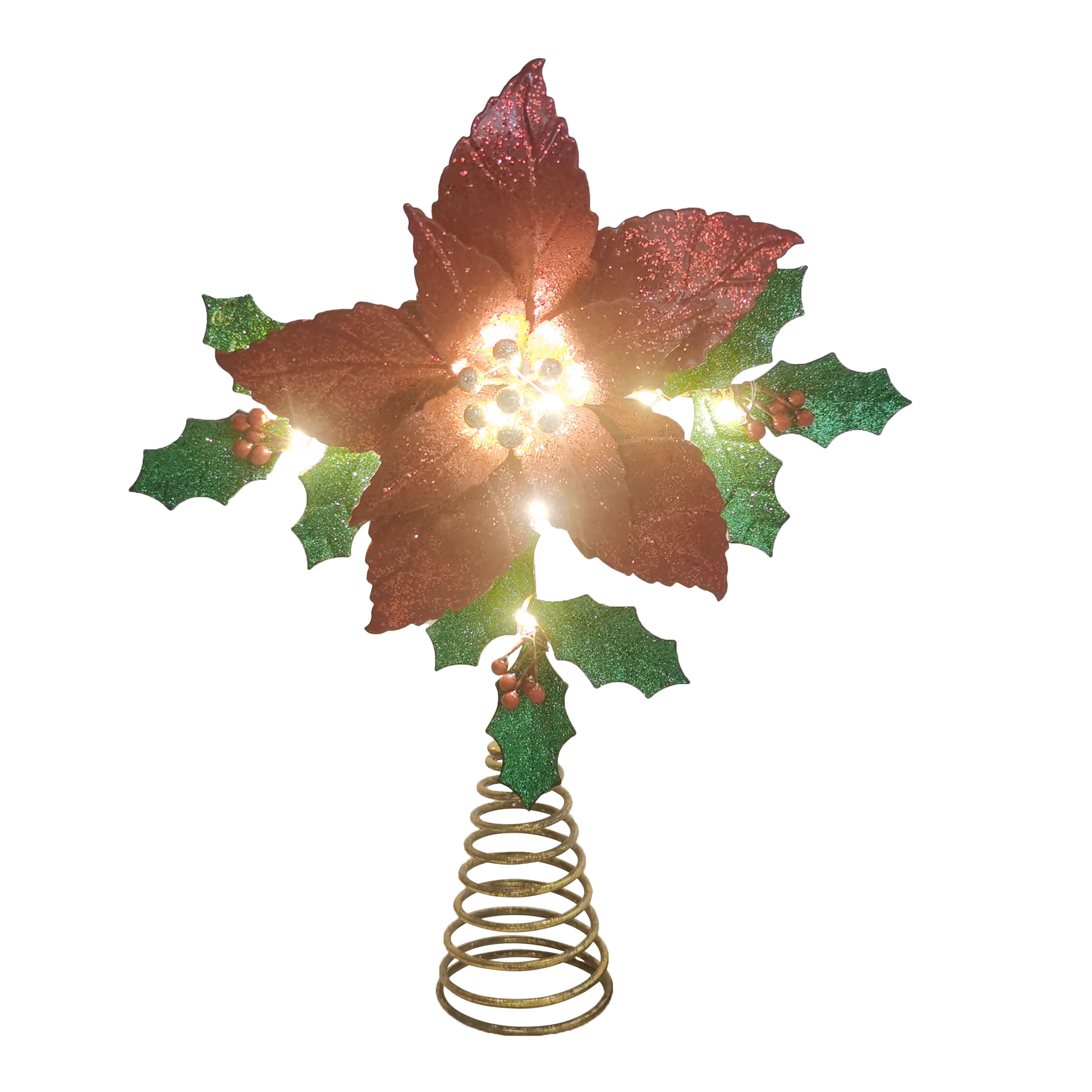 12&#x22; Glitter Poinsettia Lighted Tree Topper by Ashland&#xAE;