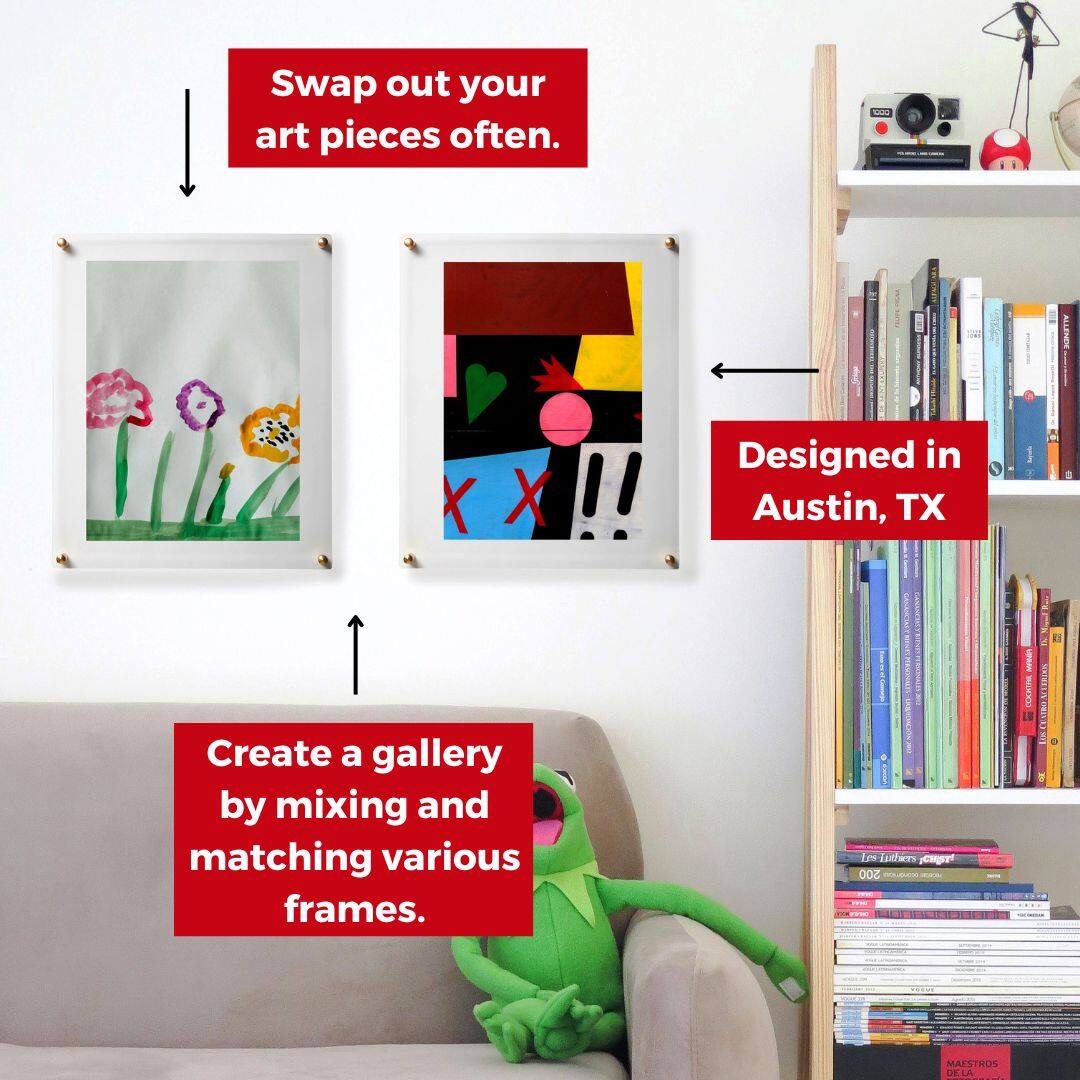 Cool Modern Frames Clear Acrylic Float Frame with Gold Hardware