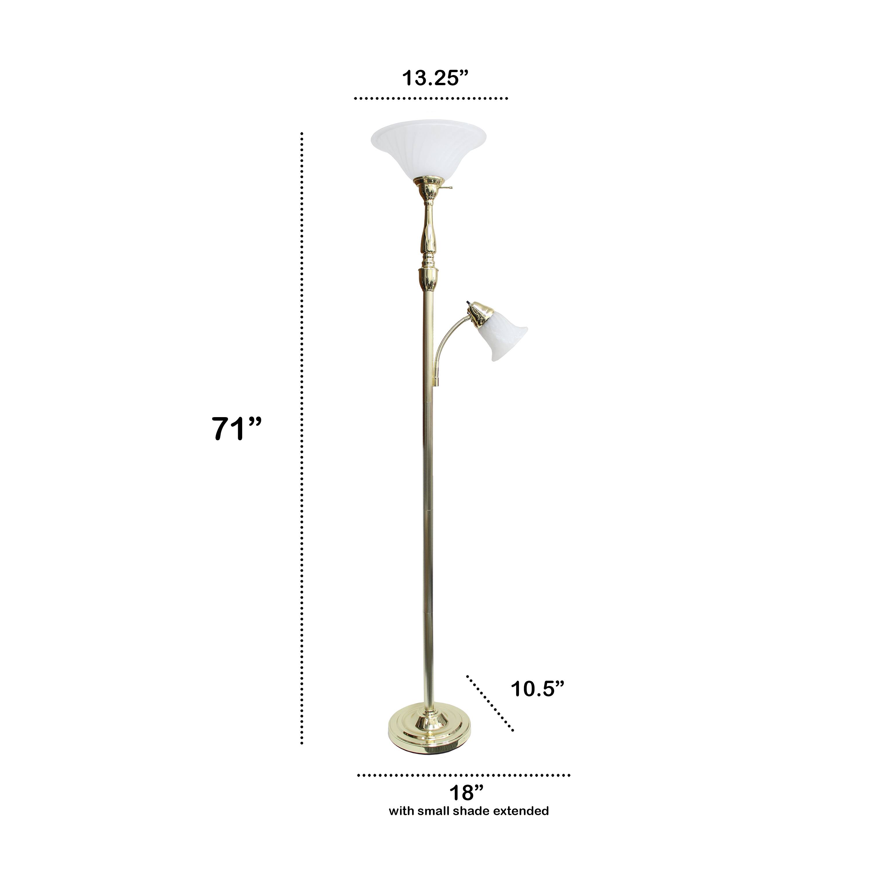 Lalia Home Torchiere Floor Lamp with Reading Light