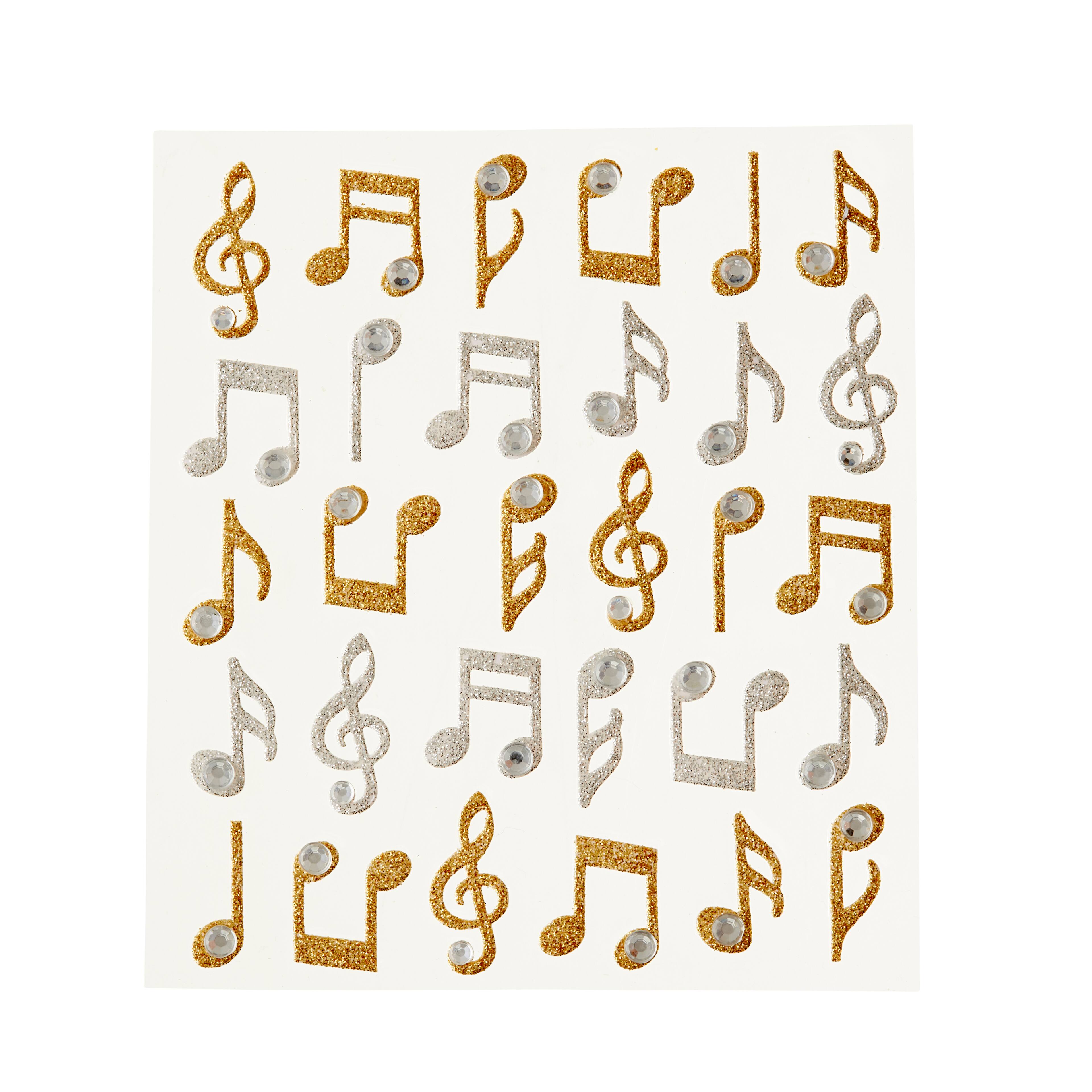 12 Packs: 30 ct. (360 total) Glitter Music Note Stickers by Recollections™